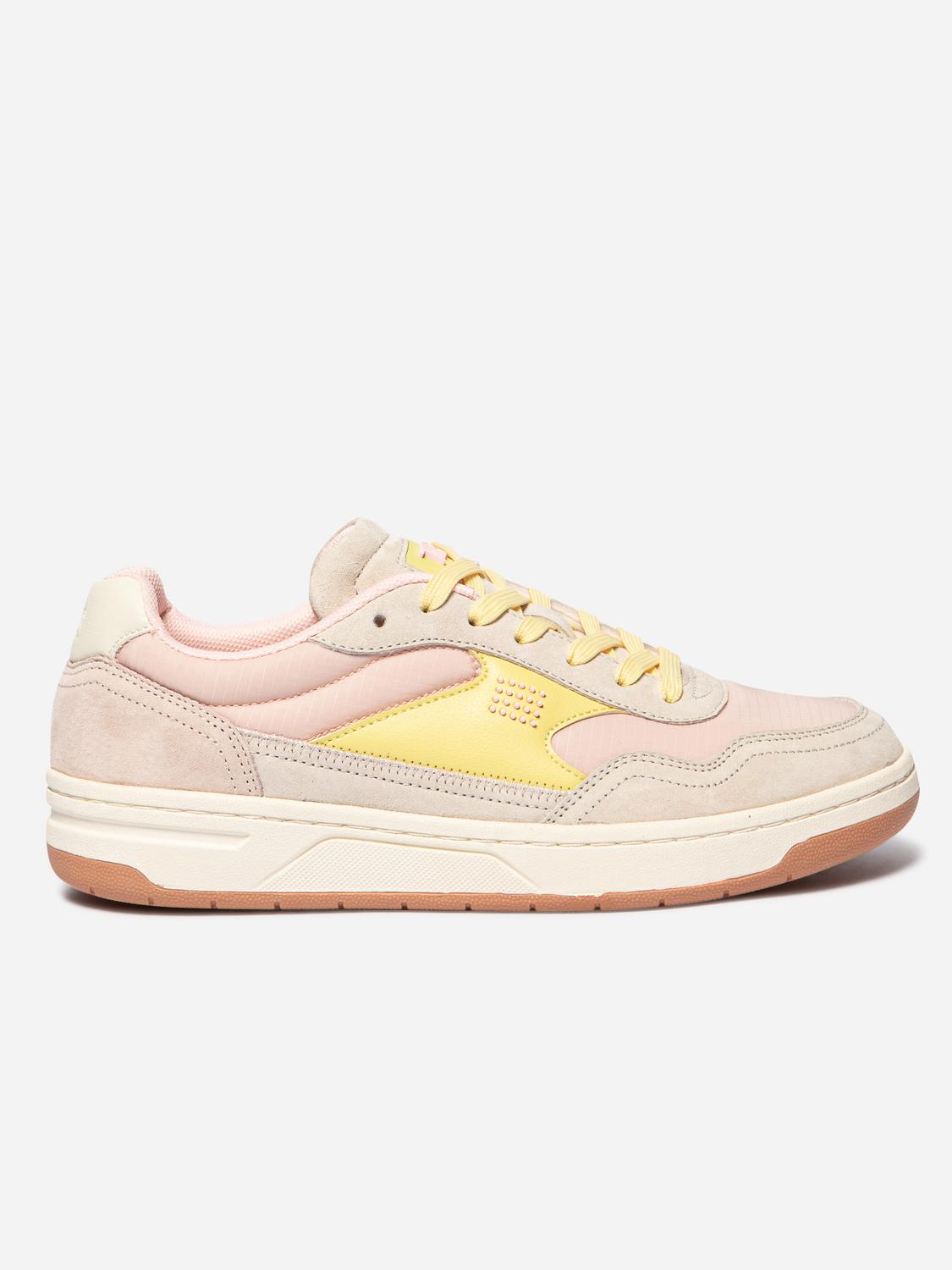 Tennis en toile femme beige et jaune ALMERIA