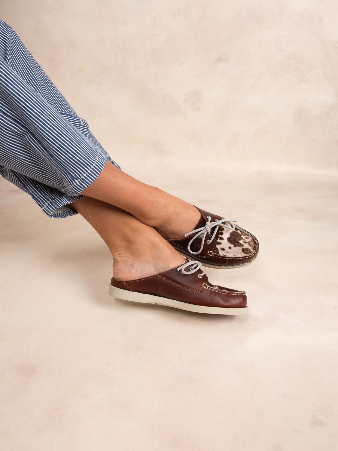 Mules femme acajou et vache PHELUME