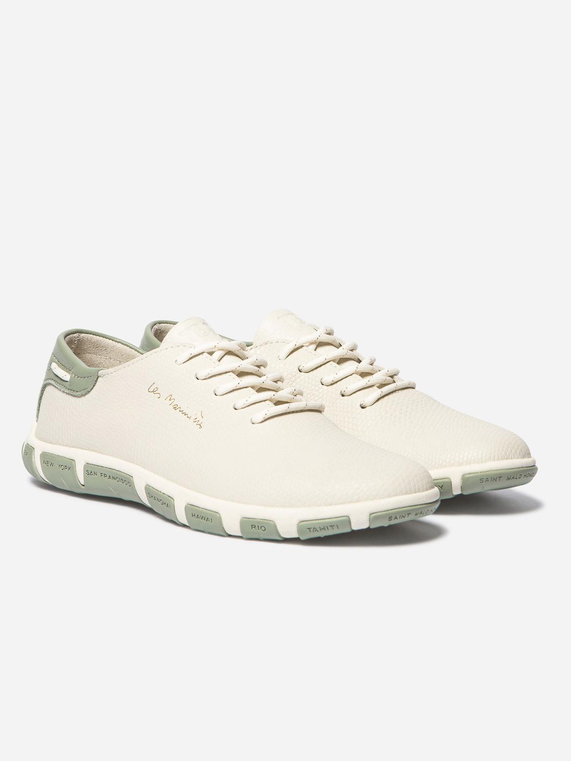 Tennis en toile femme python blanc et argile JAZARU