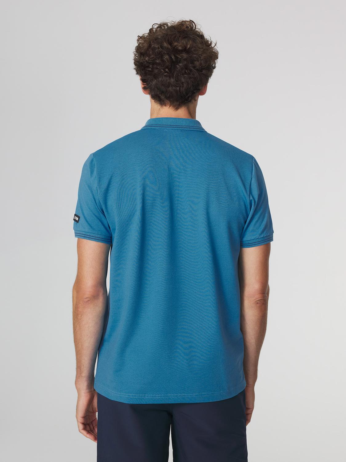 Polo Homme Coupe Ajustée Séchage Rapide Stretch Bleu ATTONPOL
