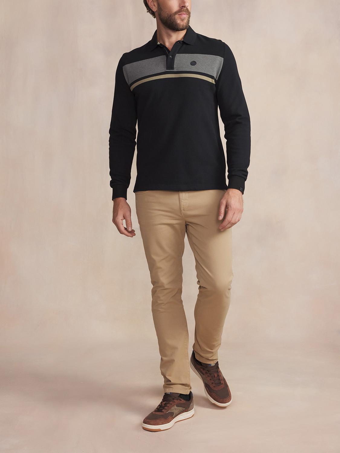 Polo Homme Coton Epais Manches Longues Noir KABYEPOL