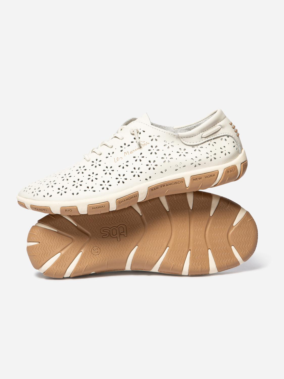 Women's leather sneakers Chalk and Camel JAZFLOR