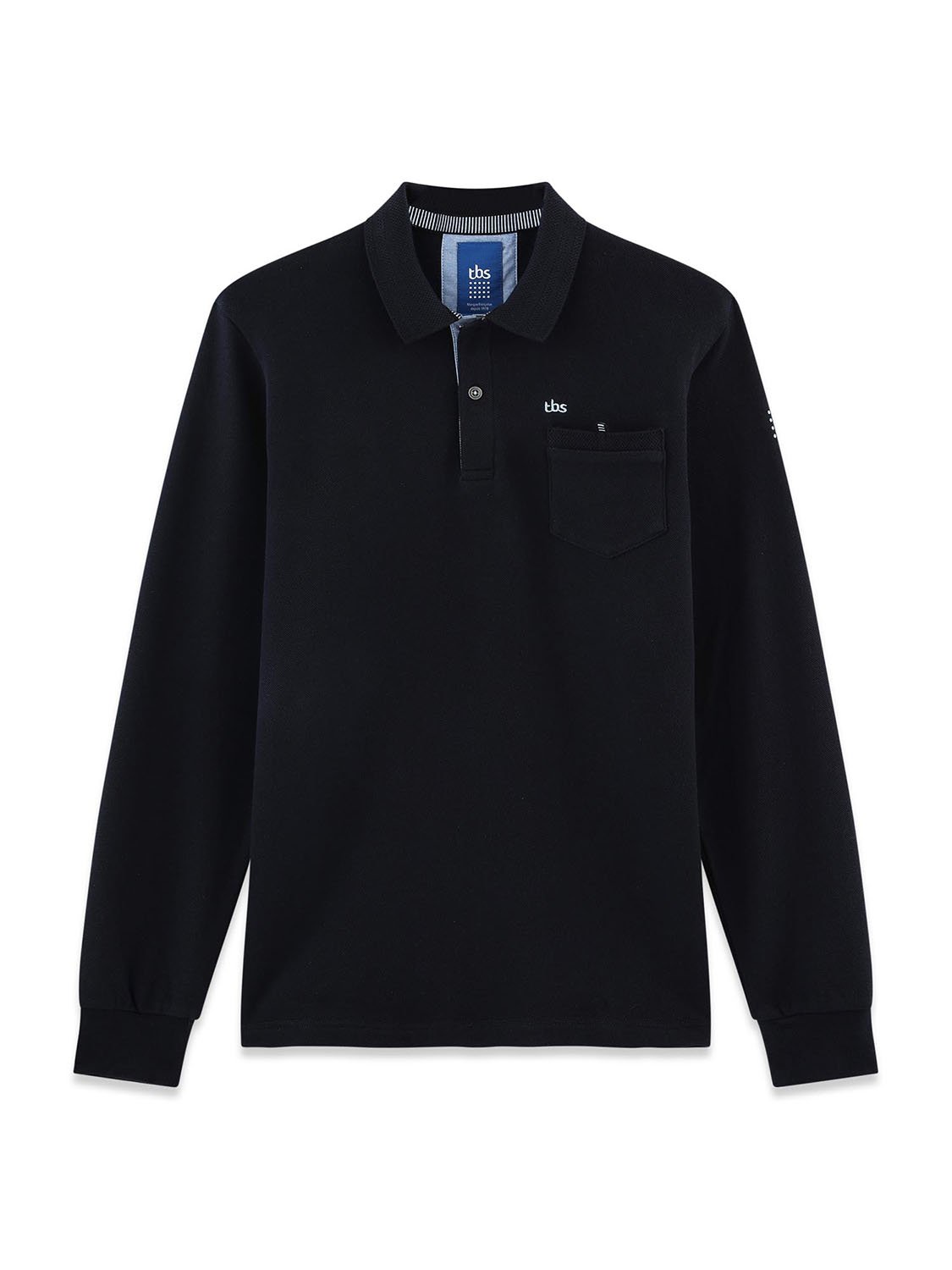 Polo Homme Manches Longues Coton Marine