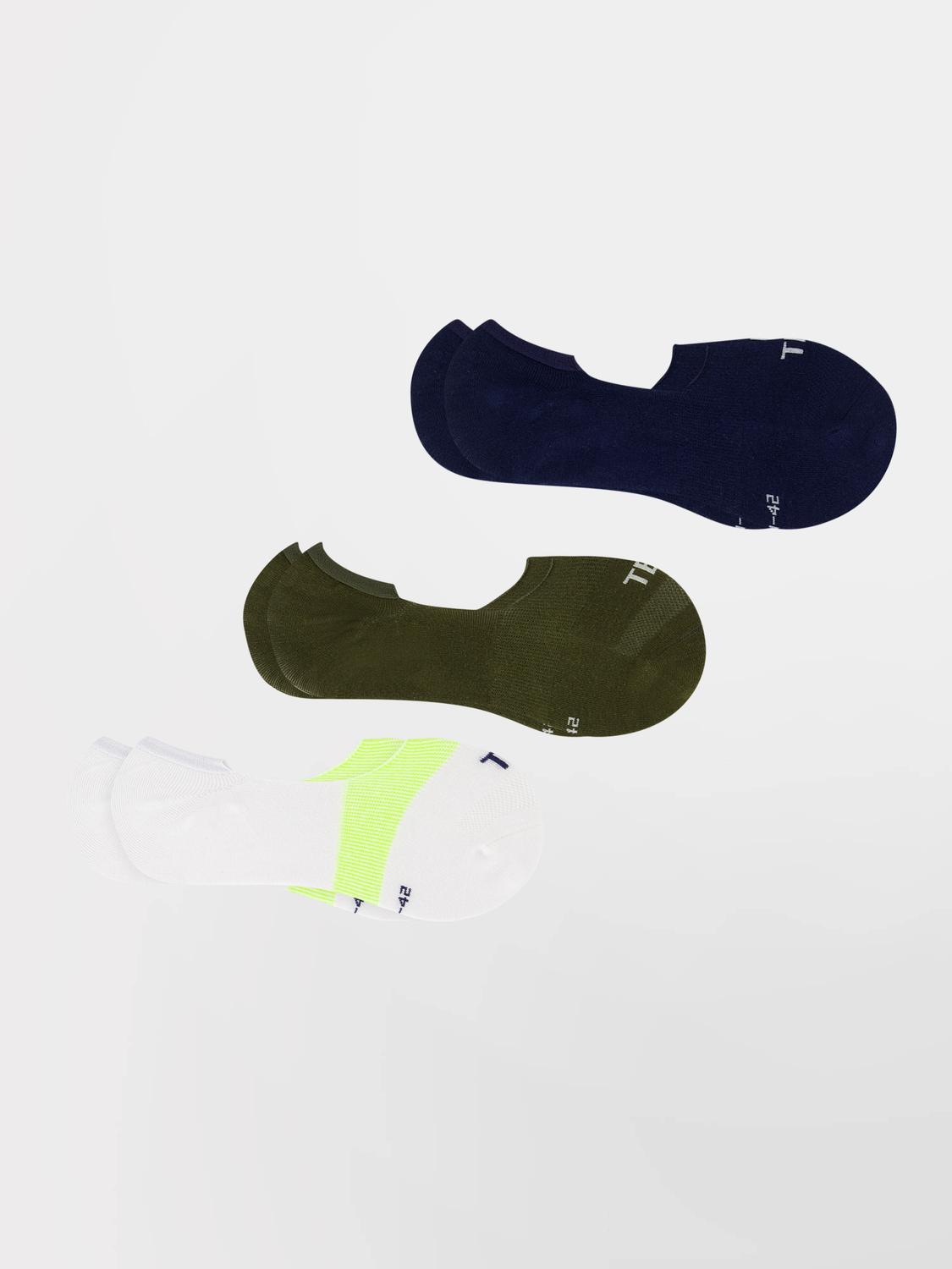 Chaussettes mixte blanc et kaki et marine INVISOC