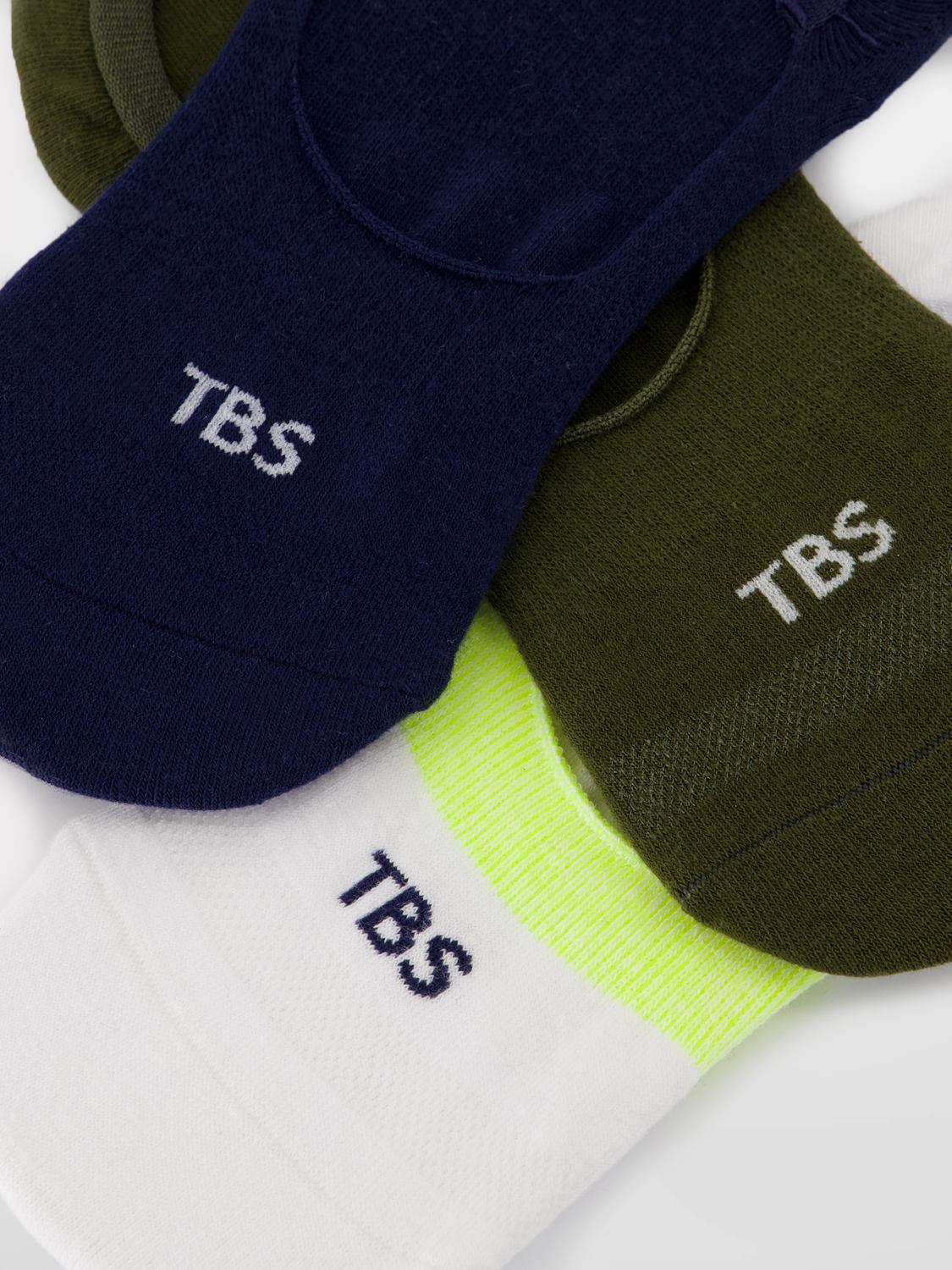 Chaussettes mixte blanc et kaki et marine INVISOC
