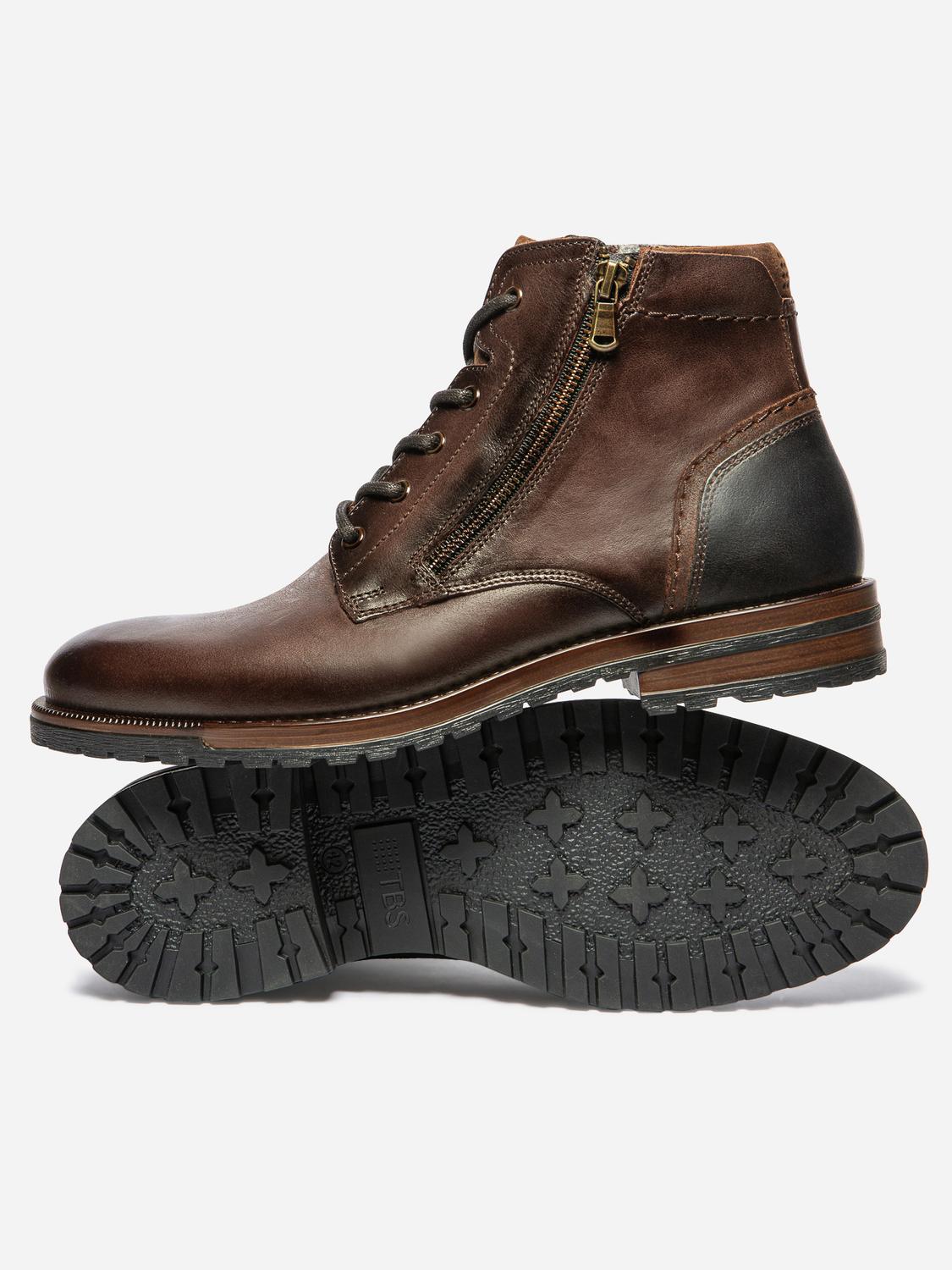 Bottines Homme Cuir Ebene et Marine THIERNO