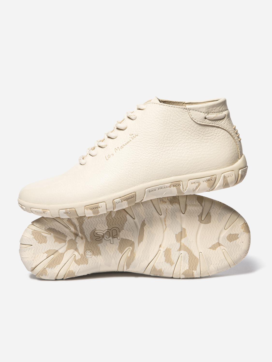 Women's leather sneakers Ecru Camo JUHAYNA