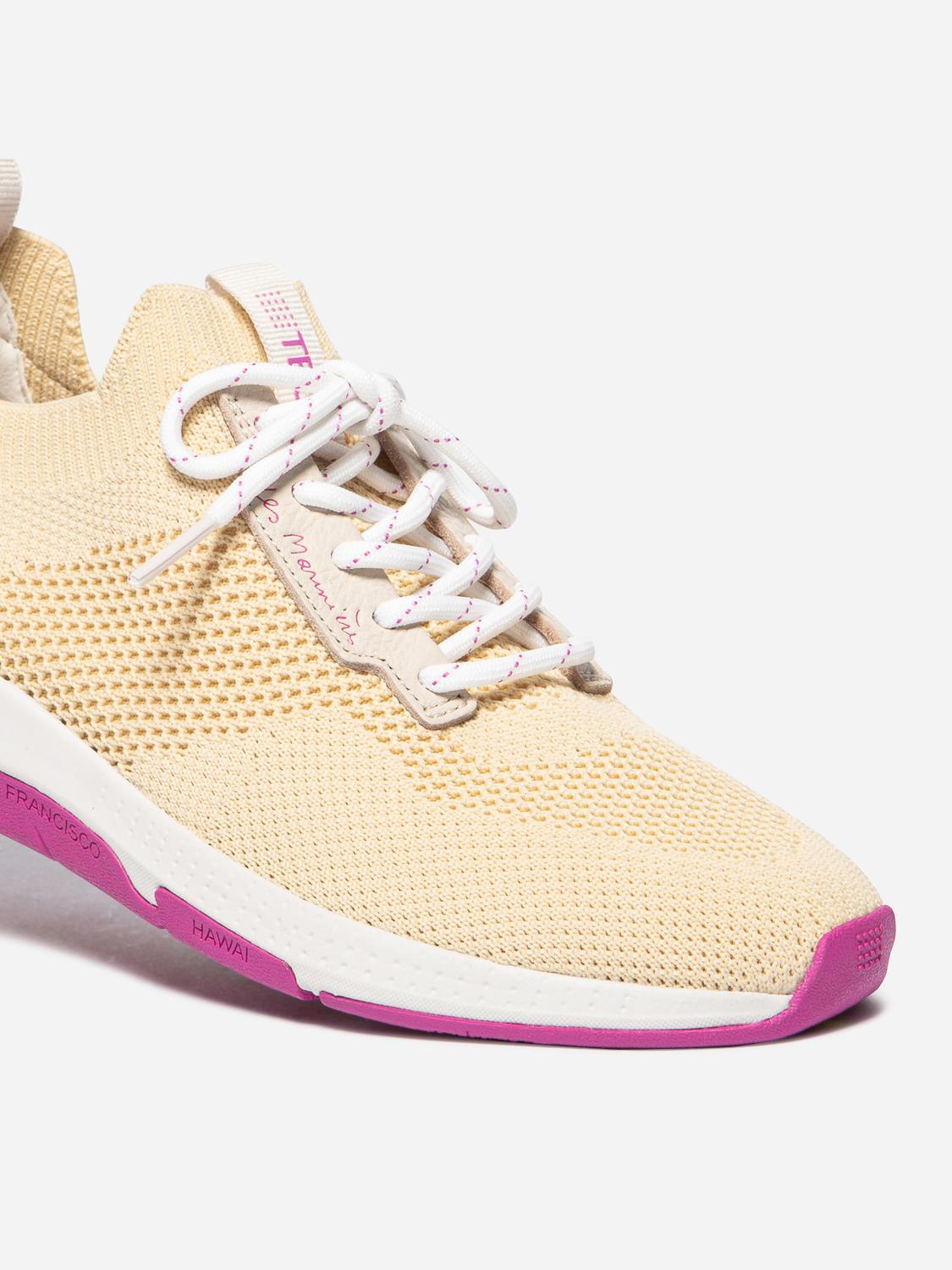 Women's running shoes Pale Yellow and Fuchsia JELLINA