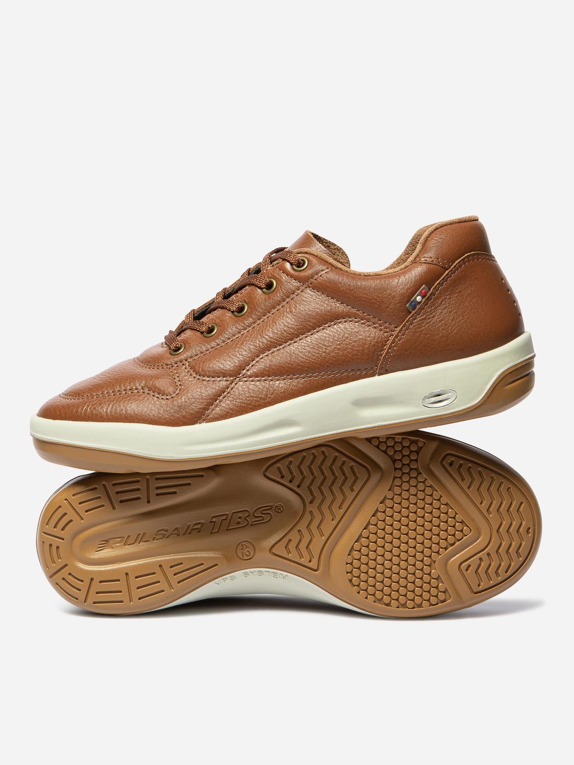 Tennis en cuir confort homme marron ALBANA