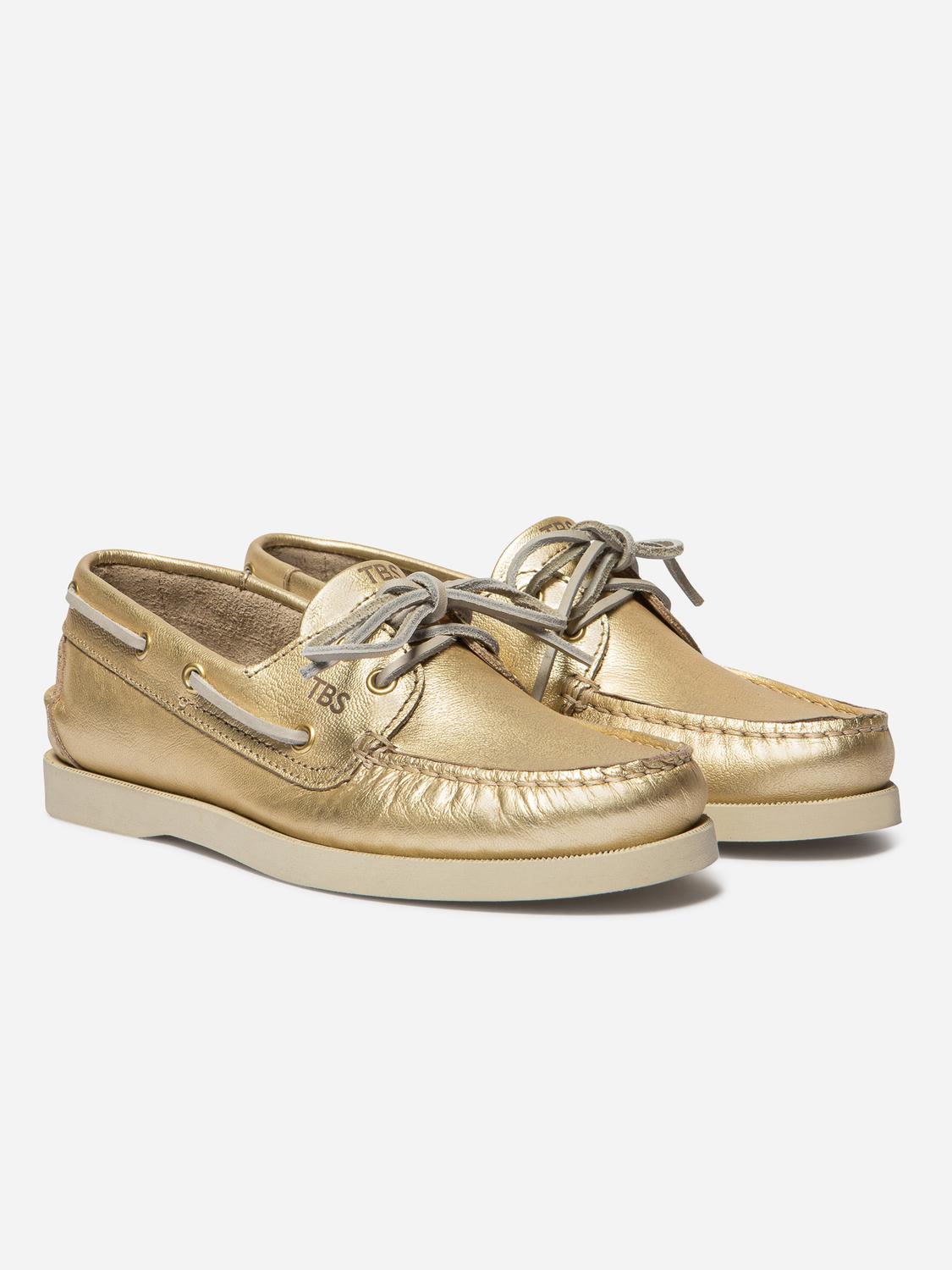 Chaussures bateau femme or PHENISE