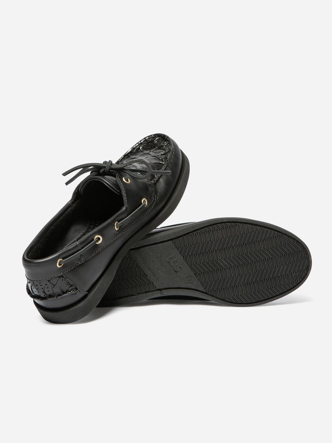 Chaussure Bateau Femme Cuir Marin Noir PHENISE Chaussure Bateau Femme Cuir Marin Noir PHENISE