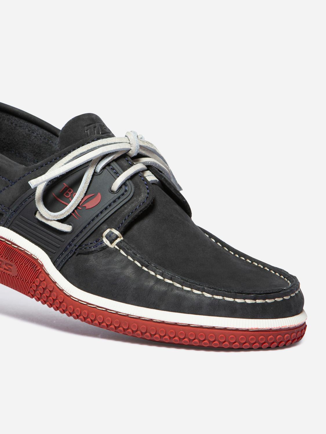 Chaussures bateau homme navy et rouge GLOSAIL