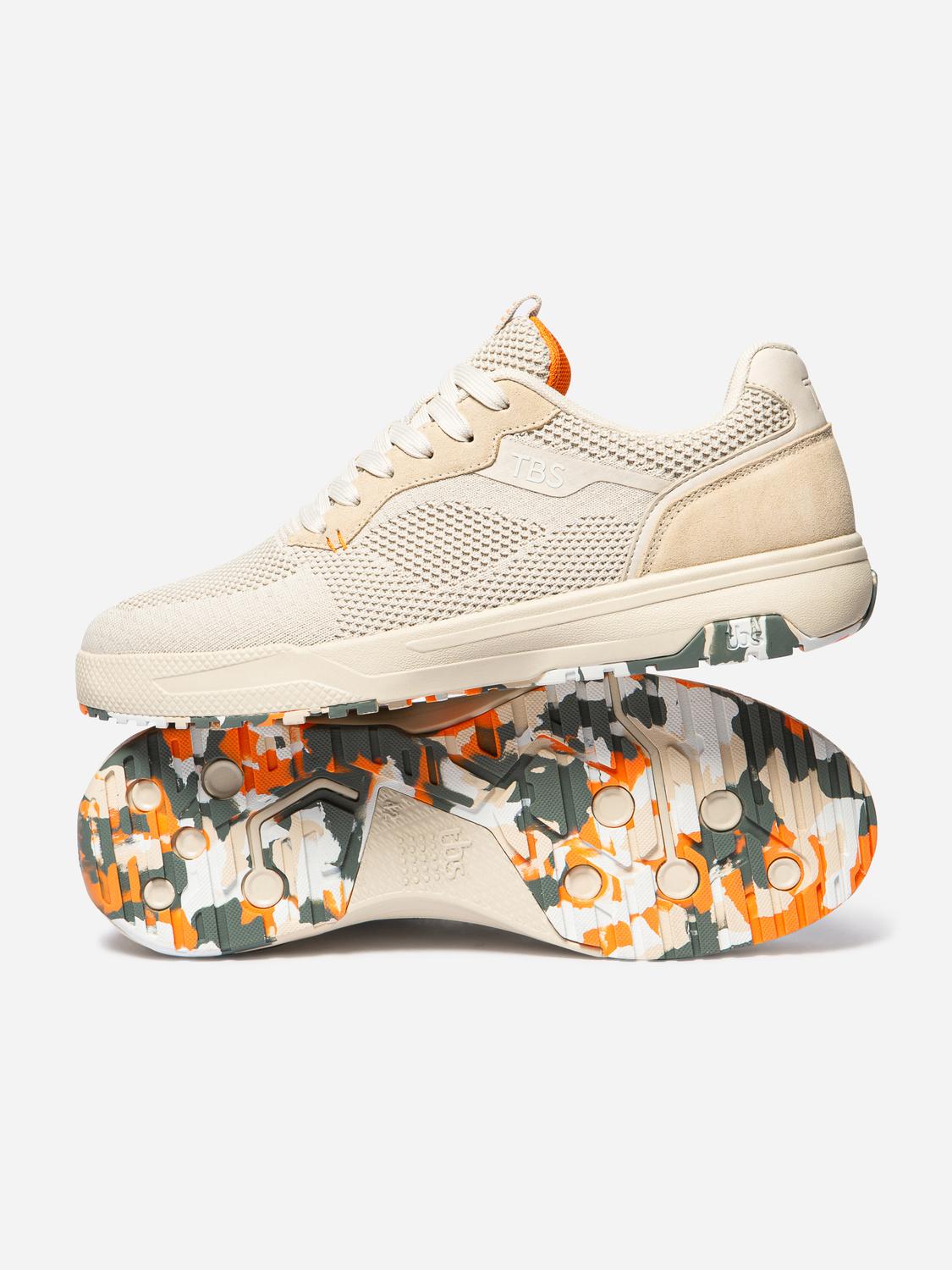 Tennis en toile homme creme et orange NEOPOLE