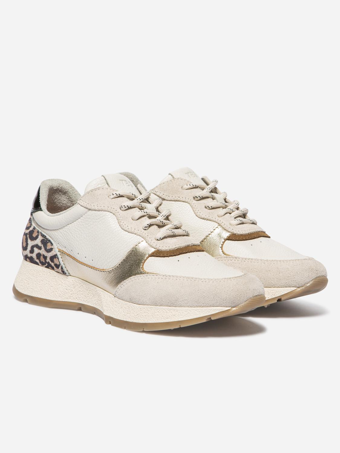 Tennis Femme Textile Ecru et Leopard EULALIE