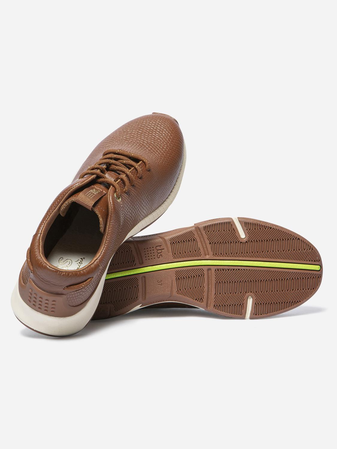 Baskets Femme Confort Cuir Embossé Marron JAZZRUN