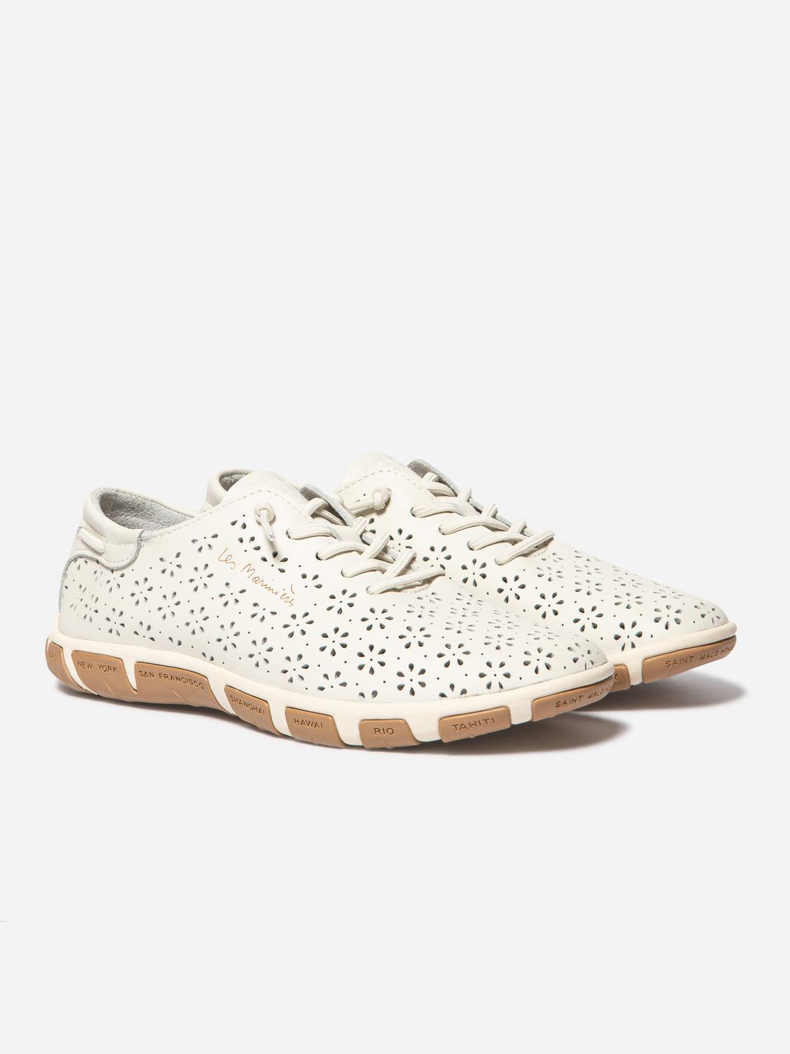 Tennis en cuir femme craie et camel JAZFLOR