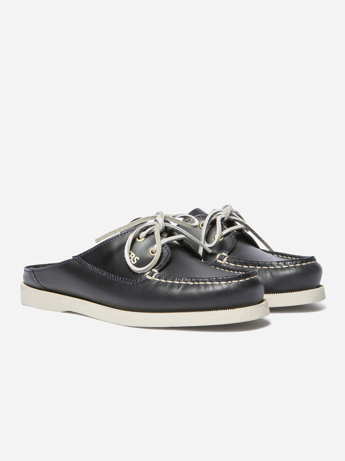 Mule Bateau Femme Cuir Marine PHELUME Mule Bateau Femme Cuir Marine PHELUME