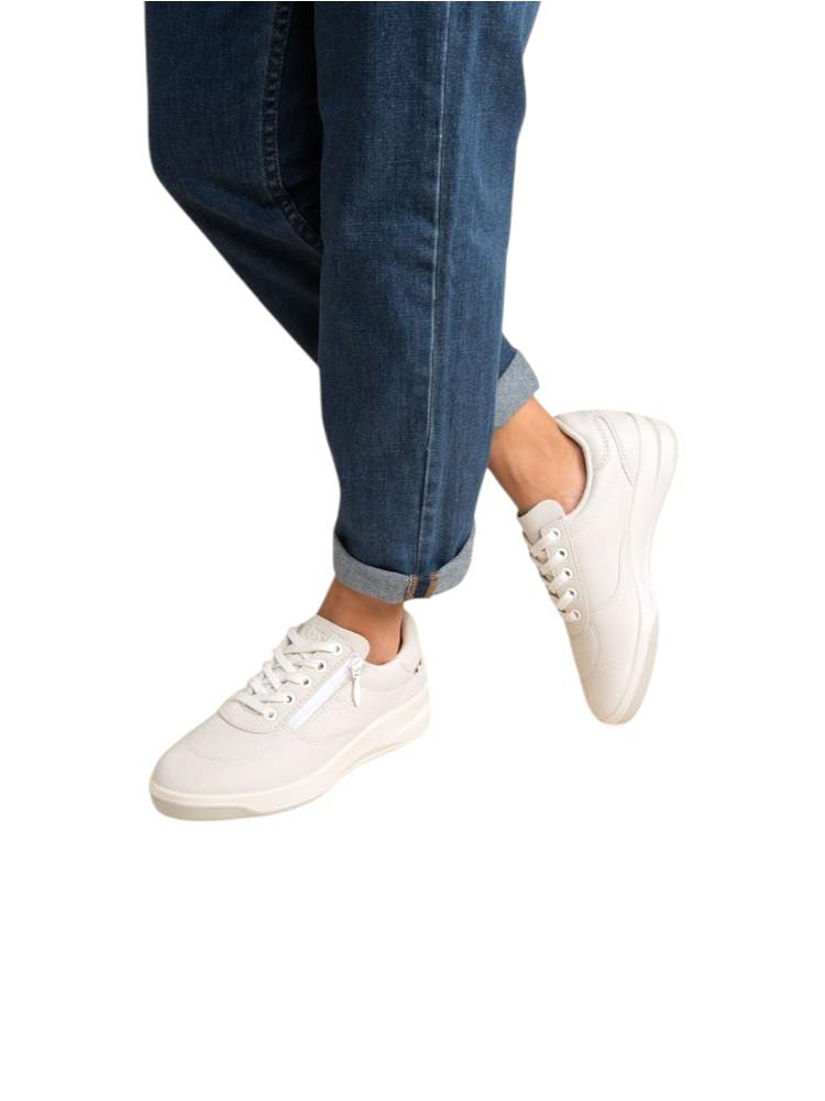 Baskets Cuir Femme Zip Blanc
