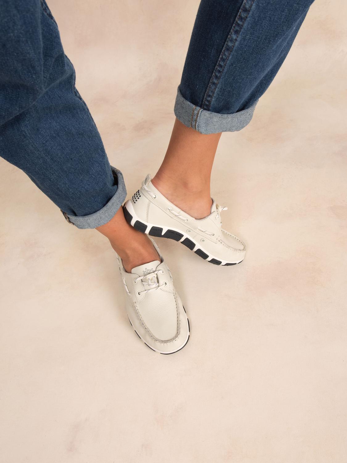 Chaussures Femme Esprit Bateau Cuir Blanc