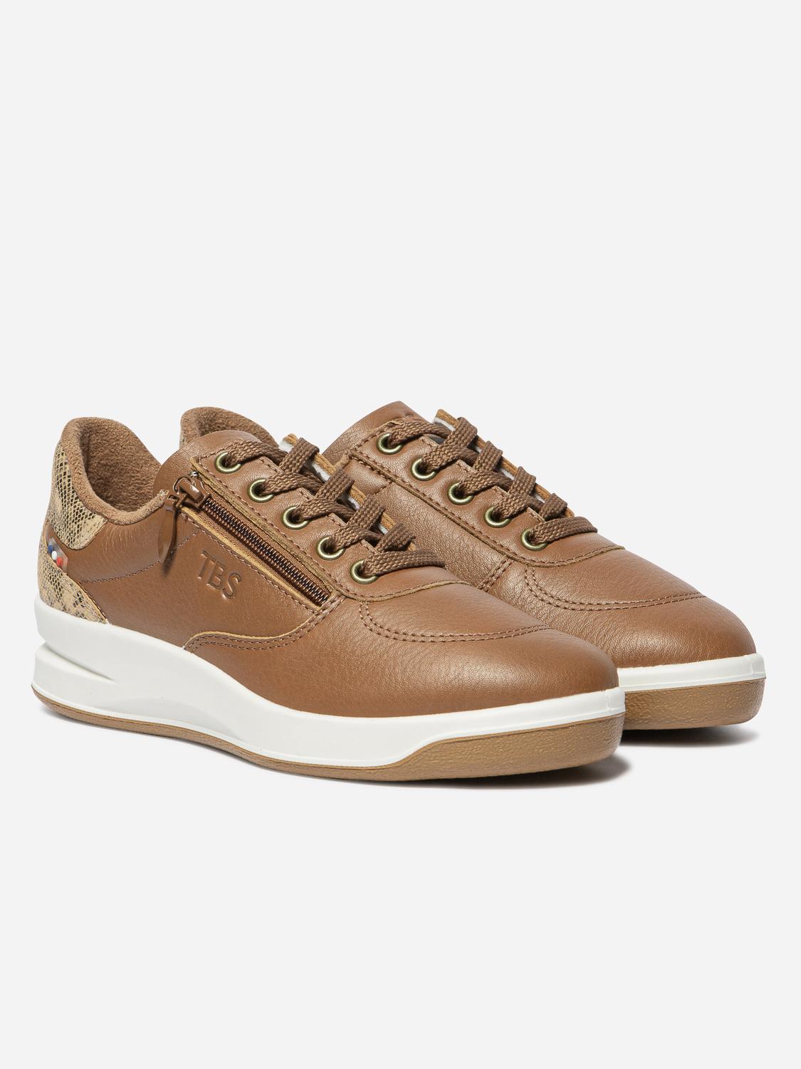 Baskets Cuir Femme Fabriquées en France Doublée Textile Tan BRAZIP2