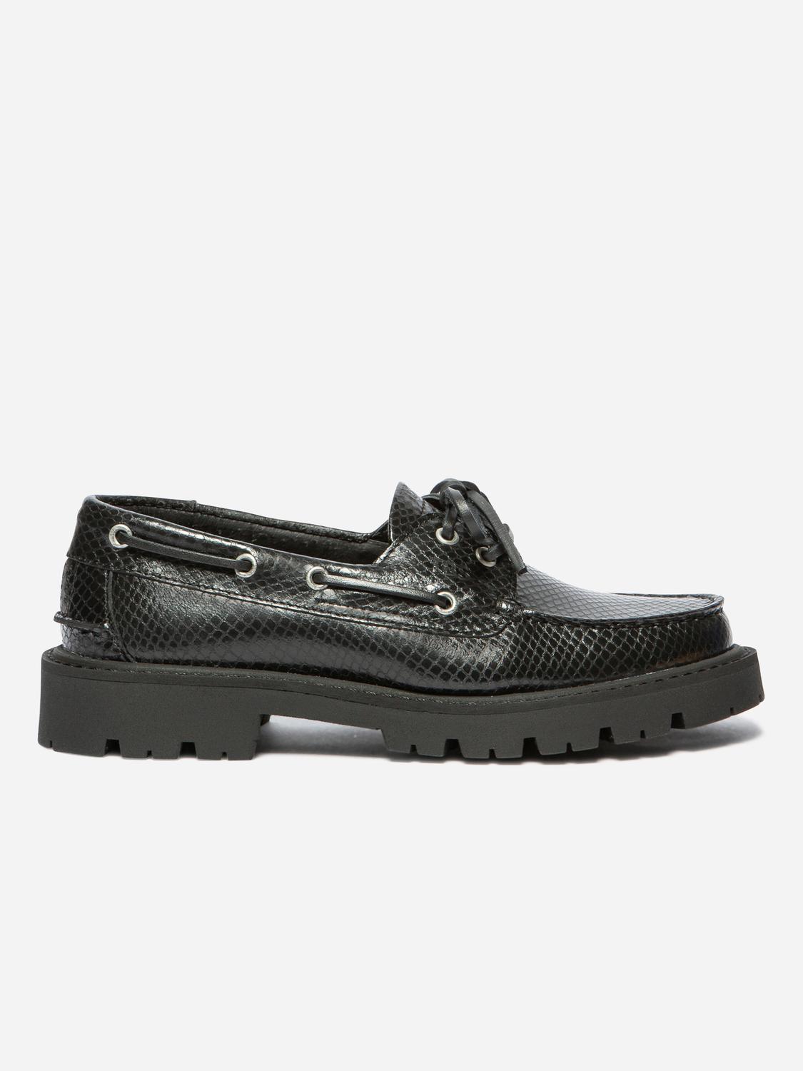 Chaussure bateau femme Python noir LAZARIA Chaussure bateau femme Python noir LAZARIA