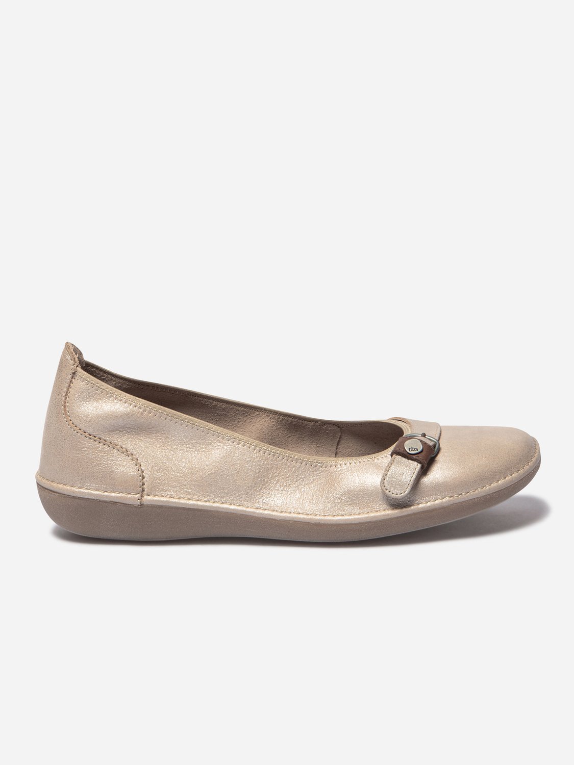 Women's Champagne Leather Ballerina