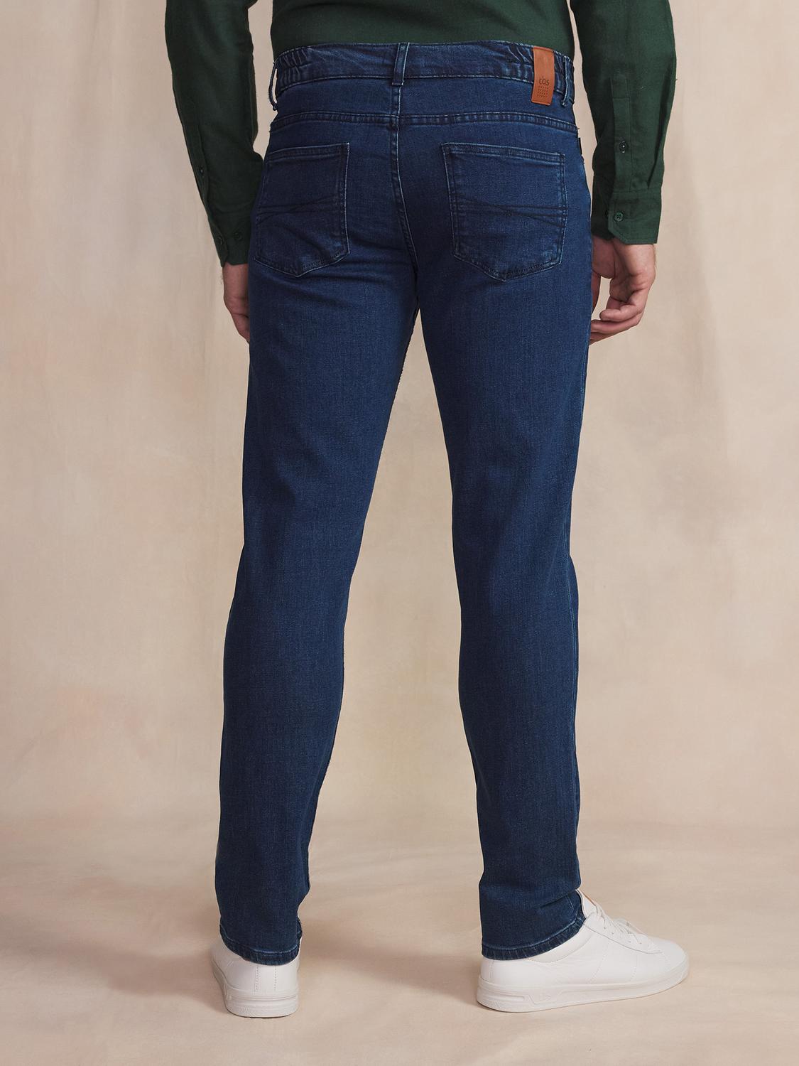 Jean Brut Homme Coupe Droite Ceinture Elastiquée