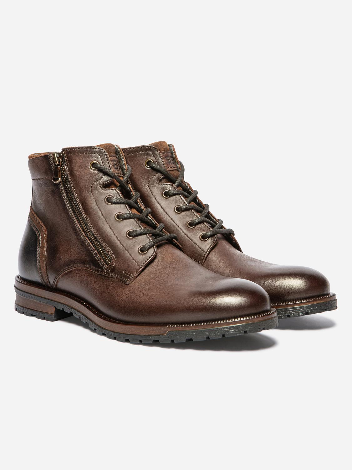 Bottines Homme Cuir Ebene et Marine THIERNO