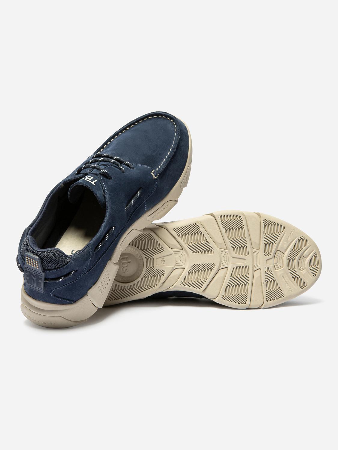 Men's Nubuck Leather Sole TechniGrip® Navy Boat Shoes JAZZSEA