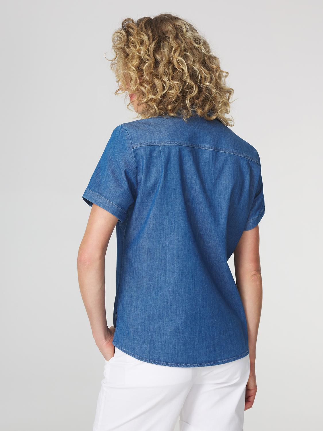 Chemise Femme Col Sans Bouton Bleu MANDYCHA