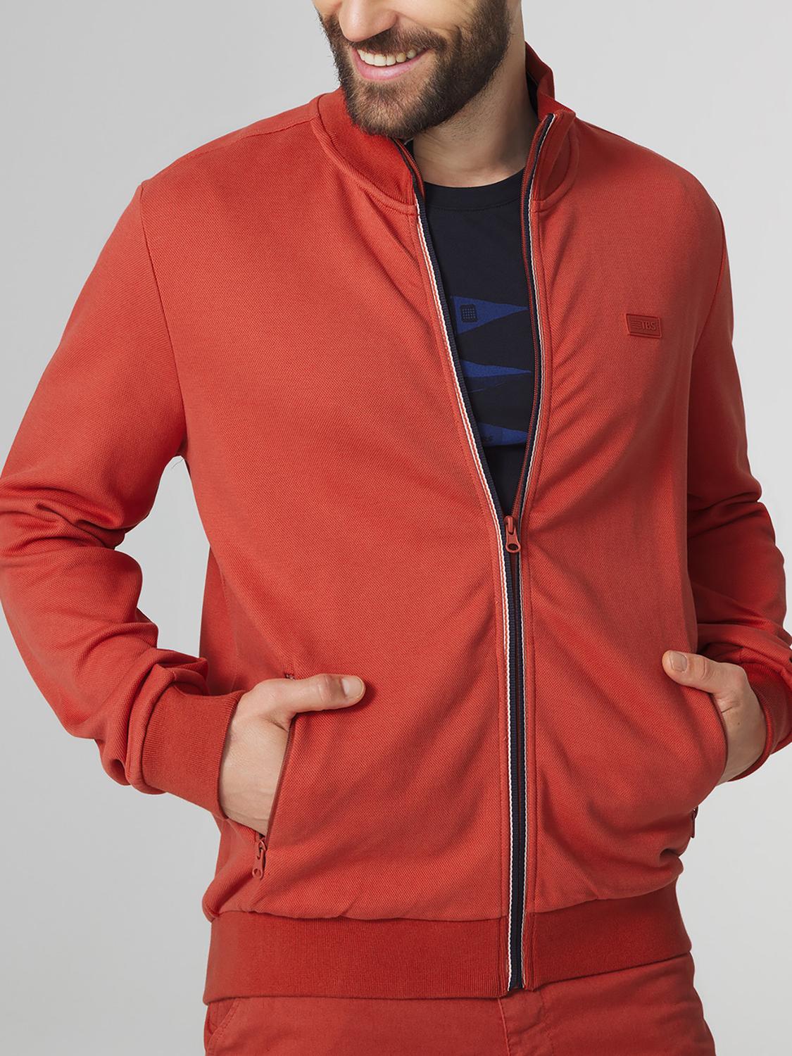 Sweat Zippé Homme Col Montant Rouge LONNIGIL