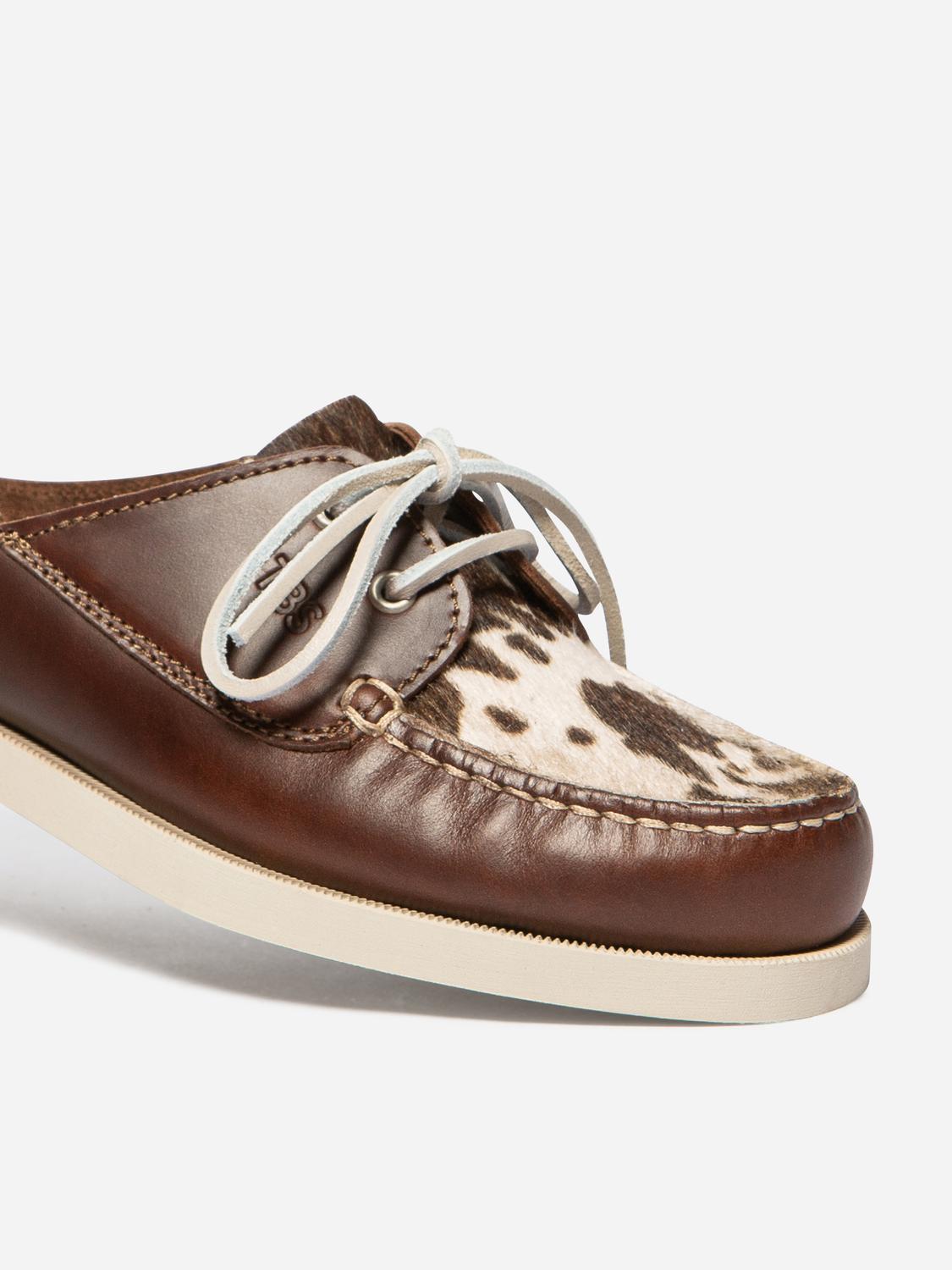 Mules femme acajou et vache PHELUME