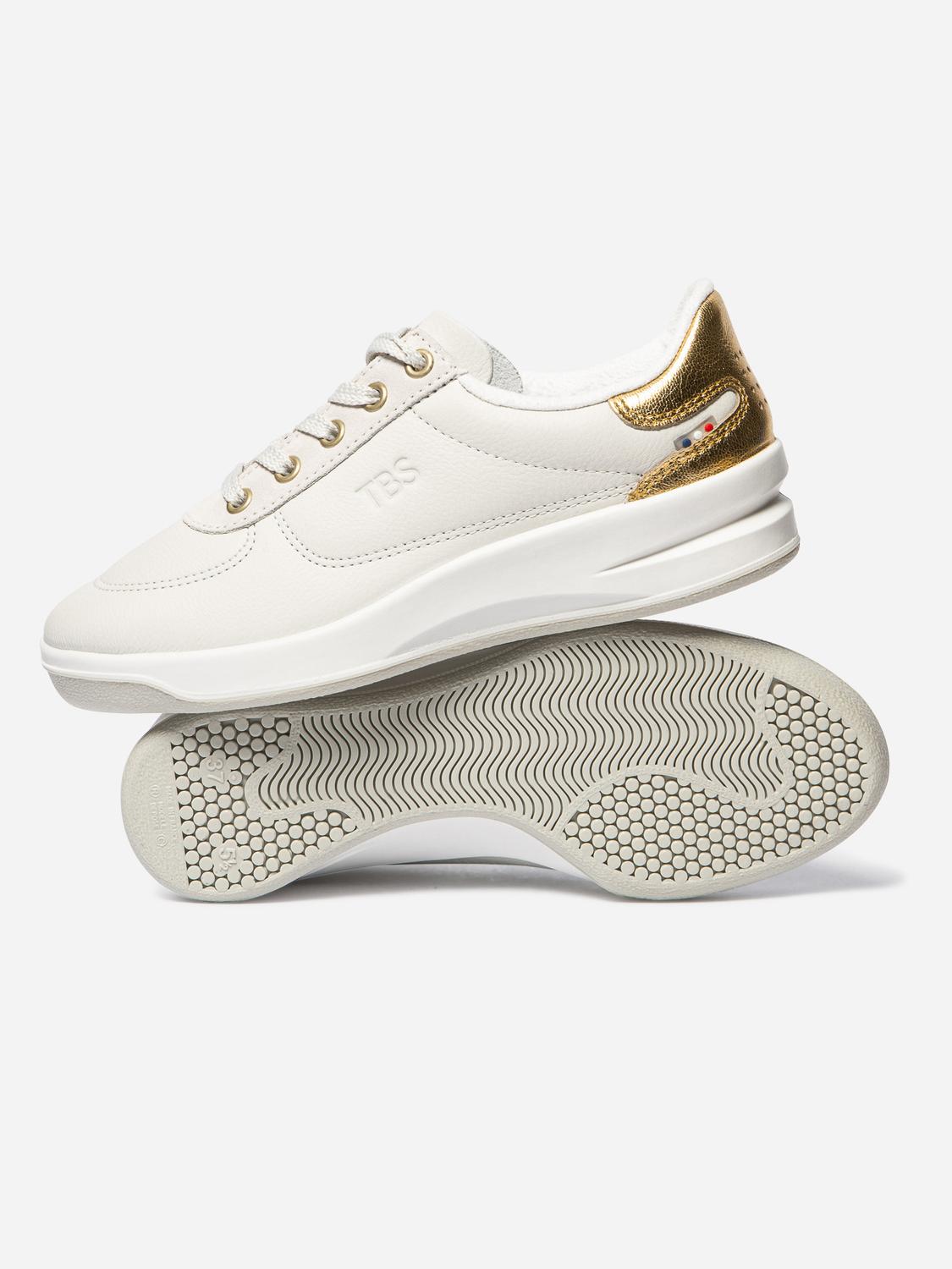 Tennis en cuir femme blanc et or BRANDIE