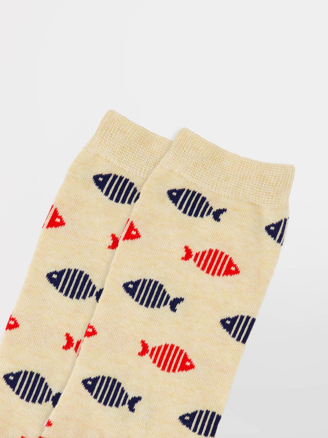 Chaussettes homme beige et poisson GARYSOCK