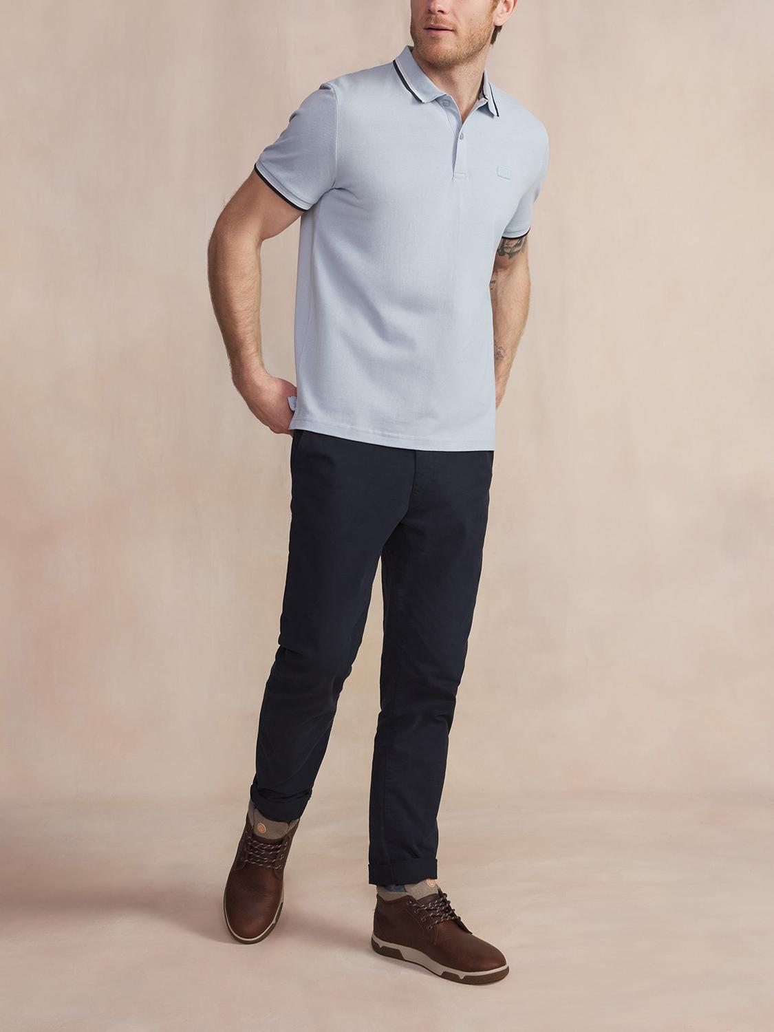Men's Side Slits Slim-Fit Blue Polo Shirt YVANEPOL