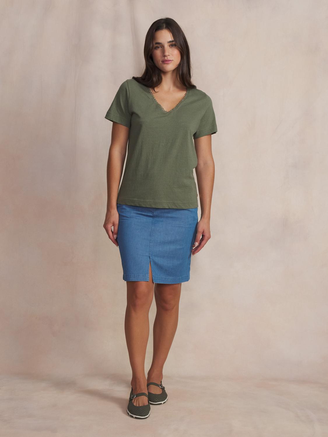 Tee-shirt en maille femme kaki ADAMAVER