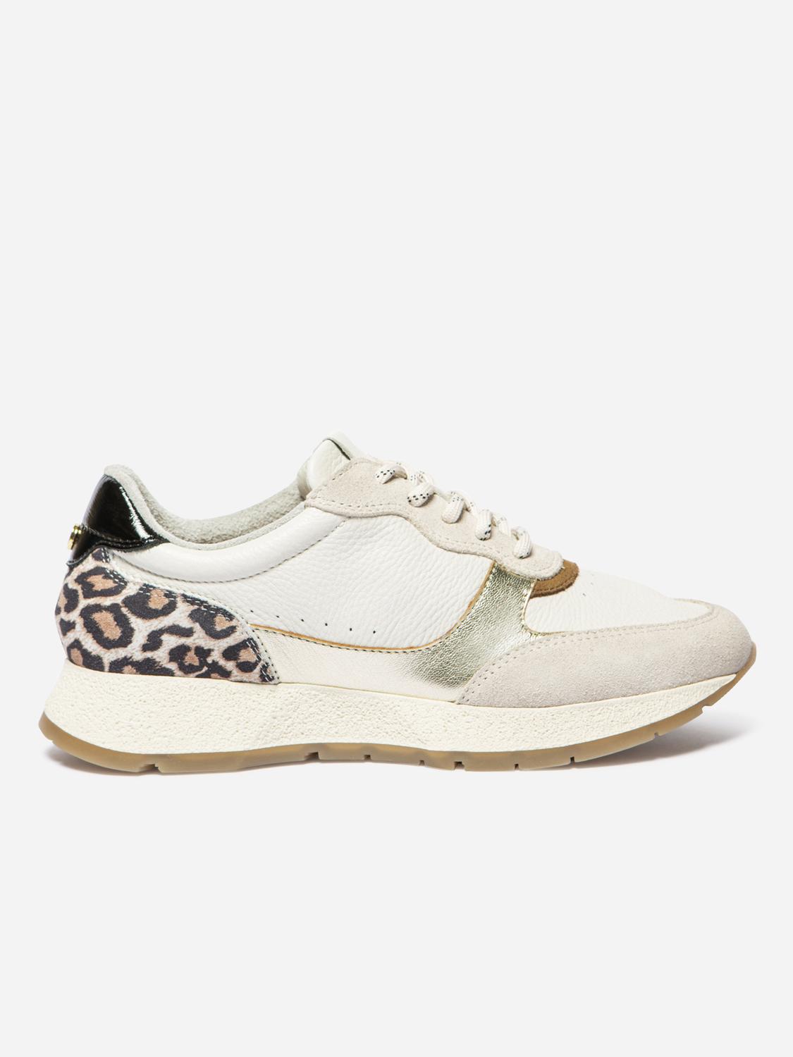 Tennis Femme Textile Ecru et Leopard EULALIE