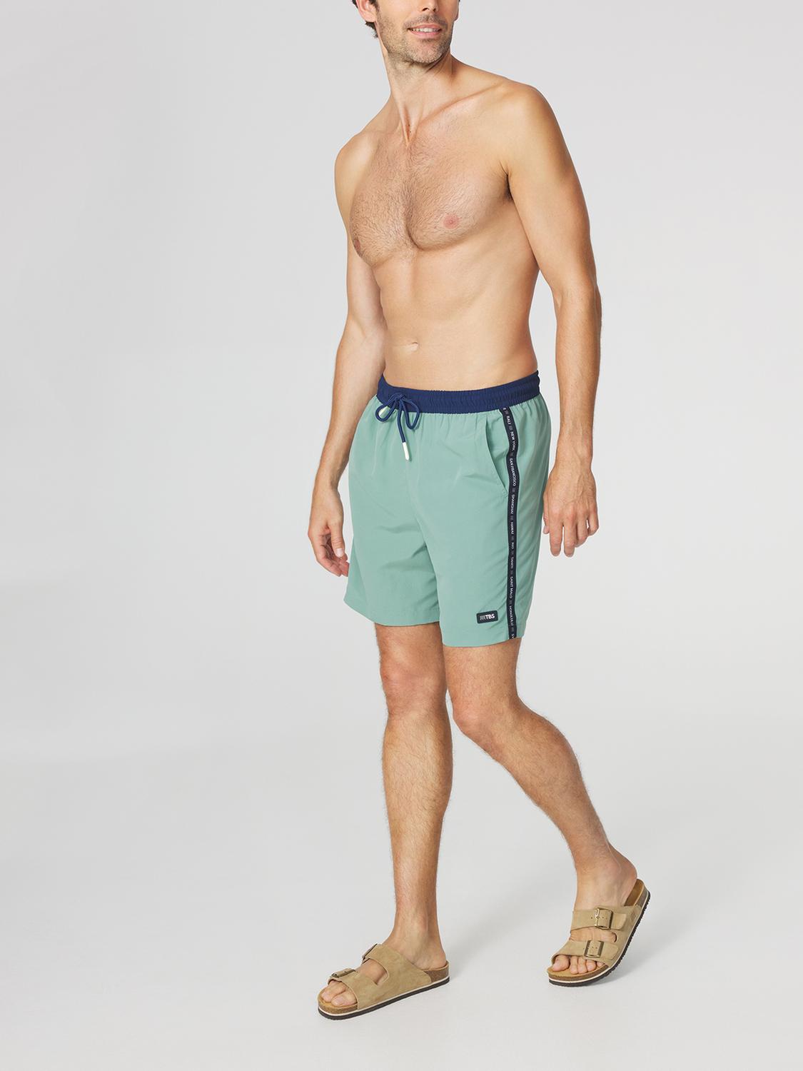 Short de Bain Homme Fabrication Française Cordon ressérrage Ceinture Elastiquée Vert THOMAS
