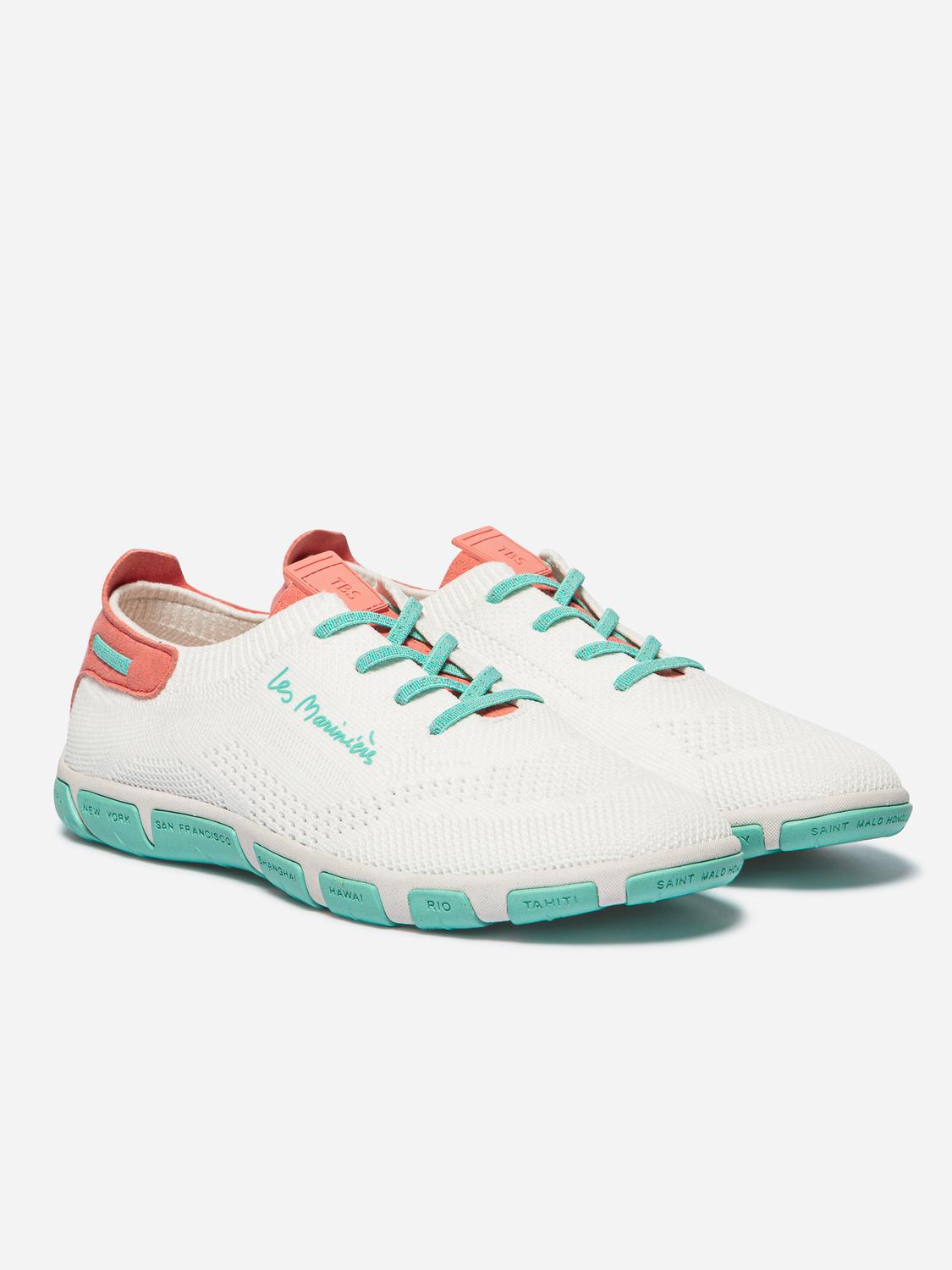 Tennis en toile femme blanc peche opaline JANESSA