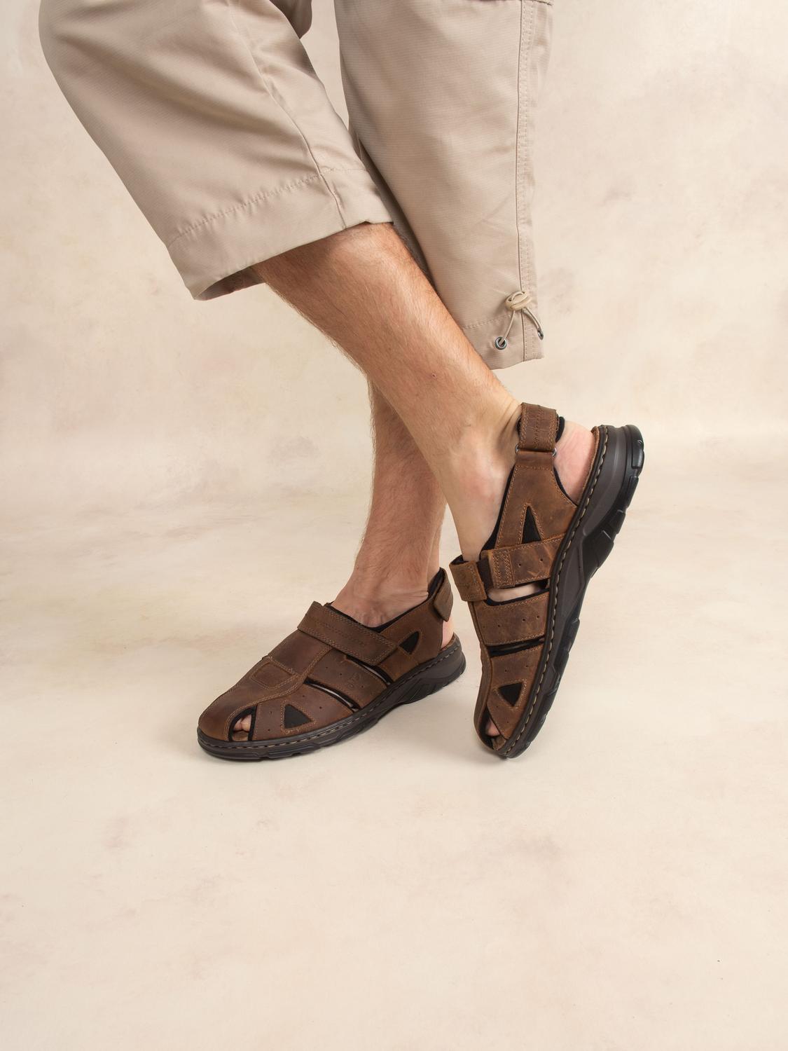 Sandales Homme Confort Ortholite Cuir Marron