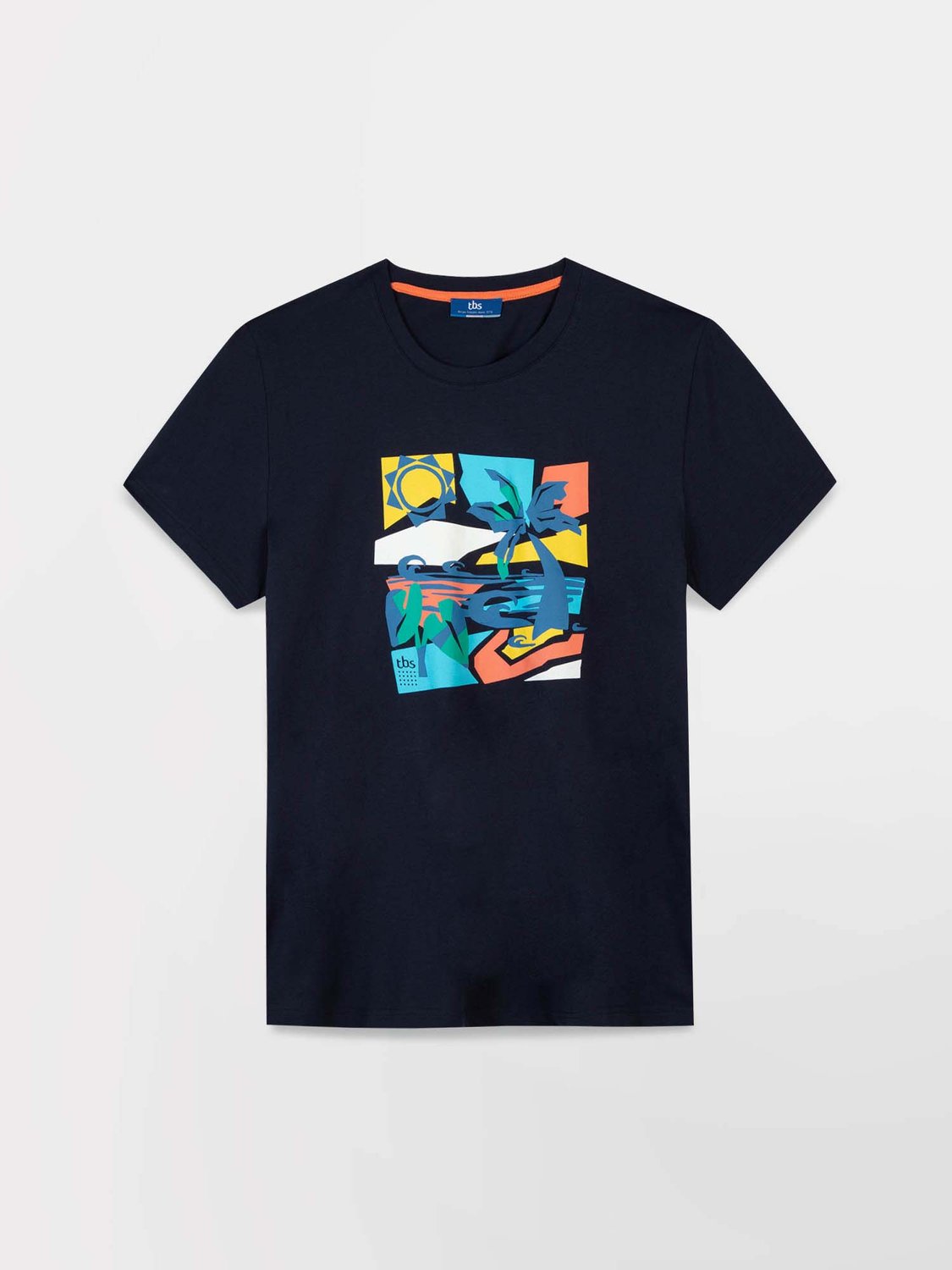 Tee Shirt Homme Print Coloré Coton Biologique Marine
