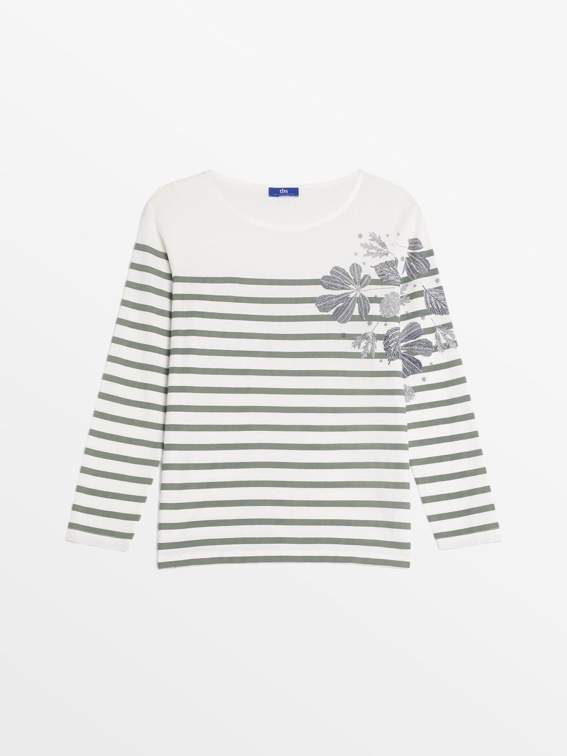 Tee Shirt Marinière Femme Coton Biologique Blanc et Vert