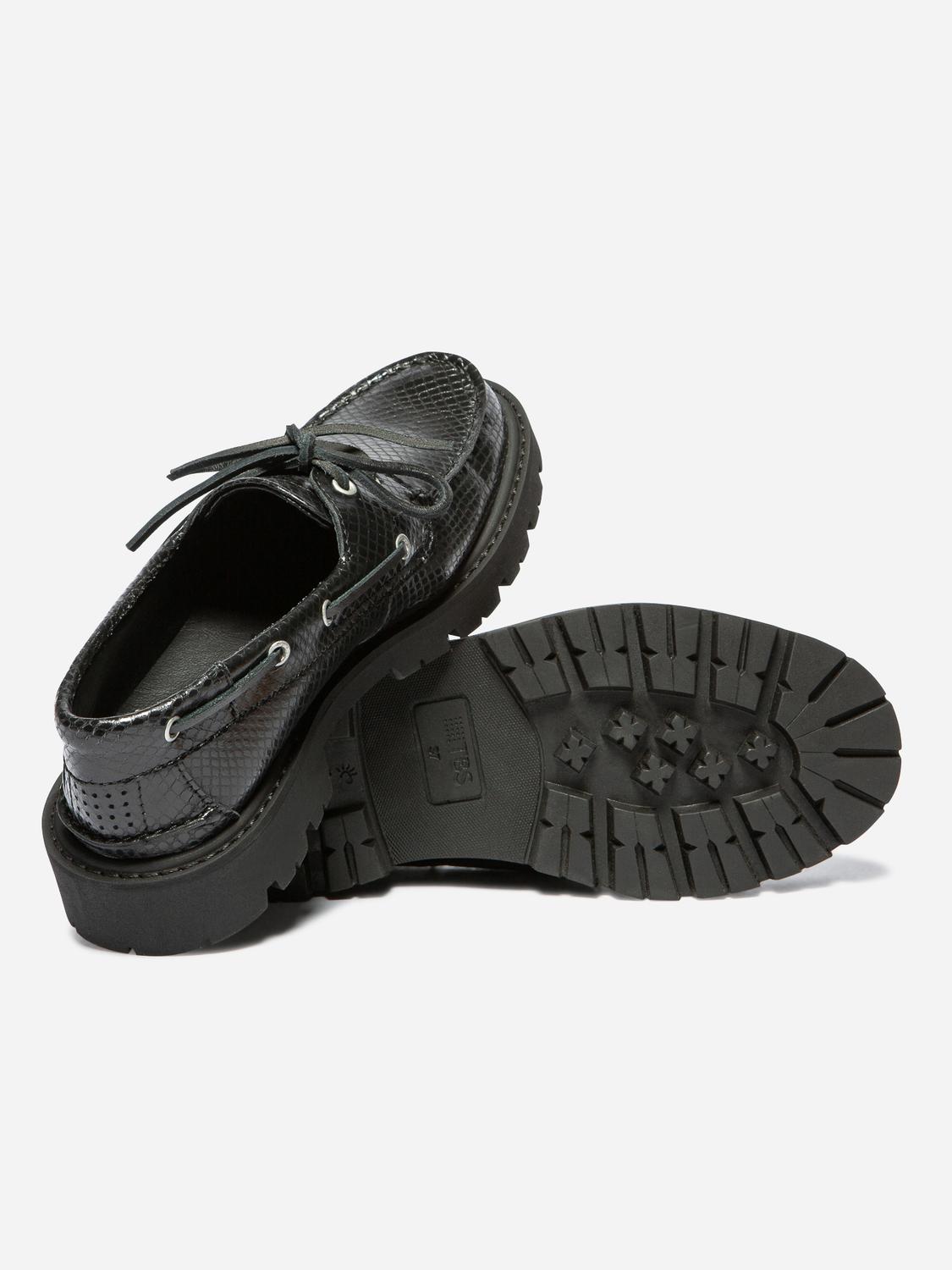 Chaussure bateau femme Python noir LAZARIA Chaussure bateau femme Python noir LAZARIA