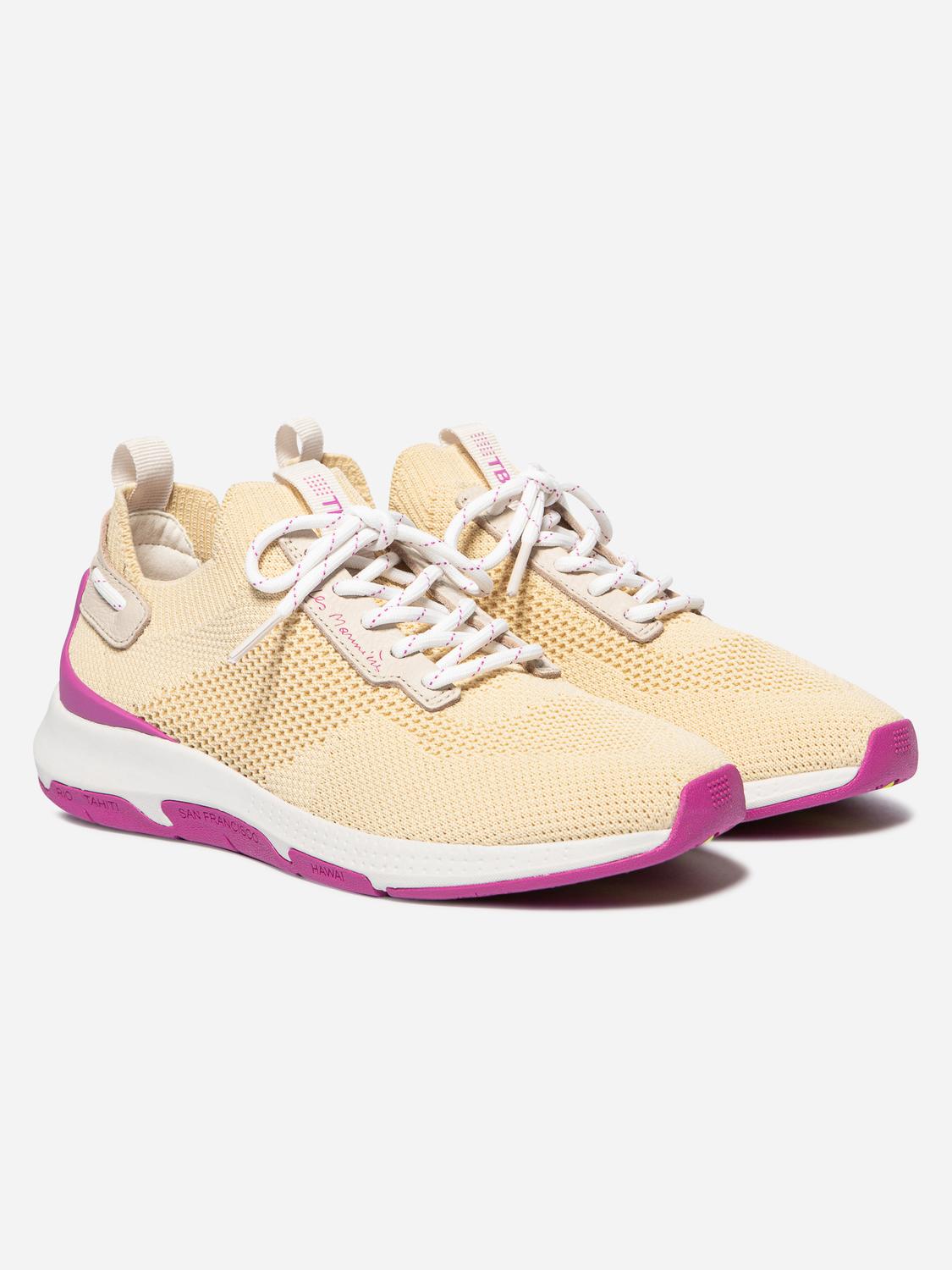Women's running shoes Pale Yellow and Fuchsia JELLINA