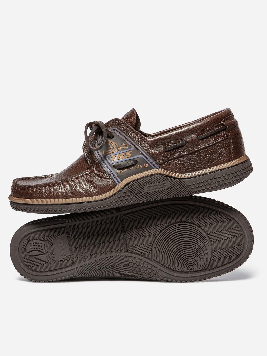 Chaussures Bateaux Homme Cuir Brun et Azur GLOBEK