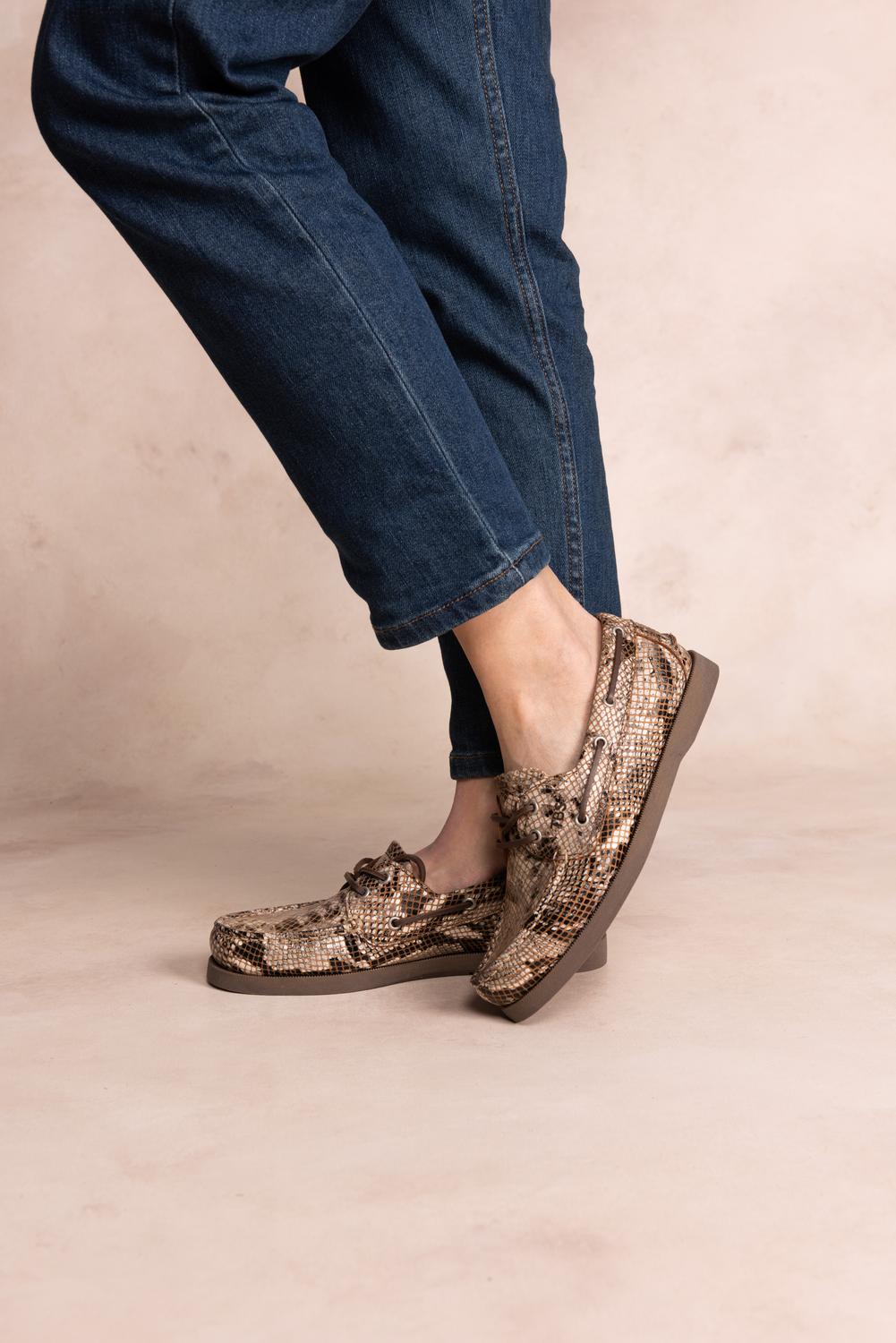 Chaussure Bateau Femme Cuir Beige PHENISE