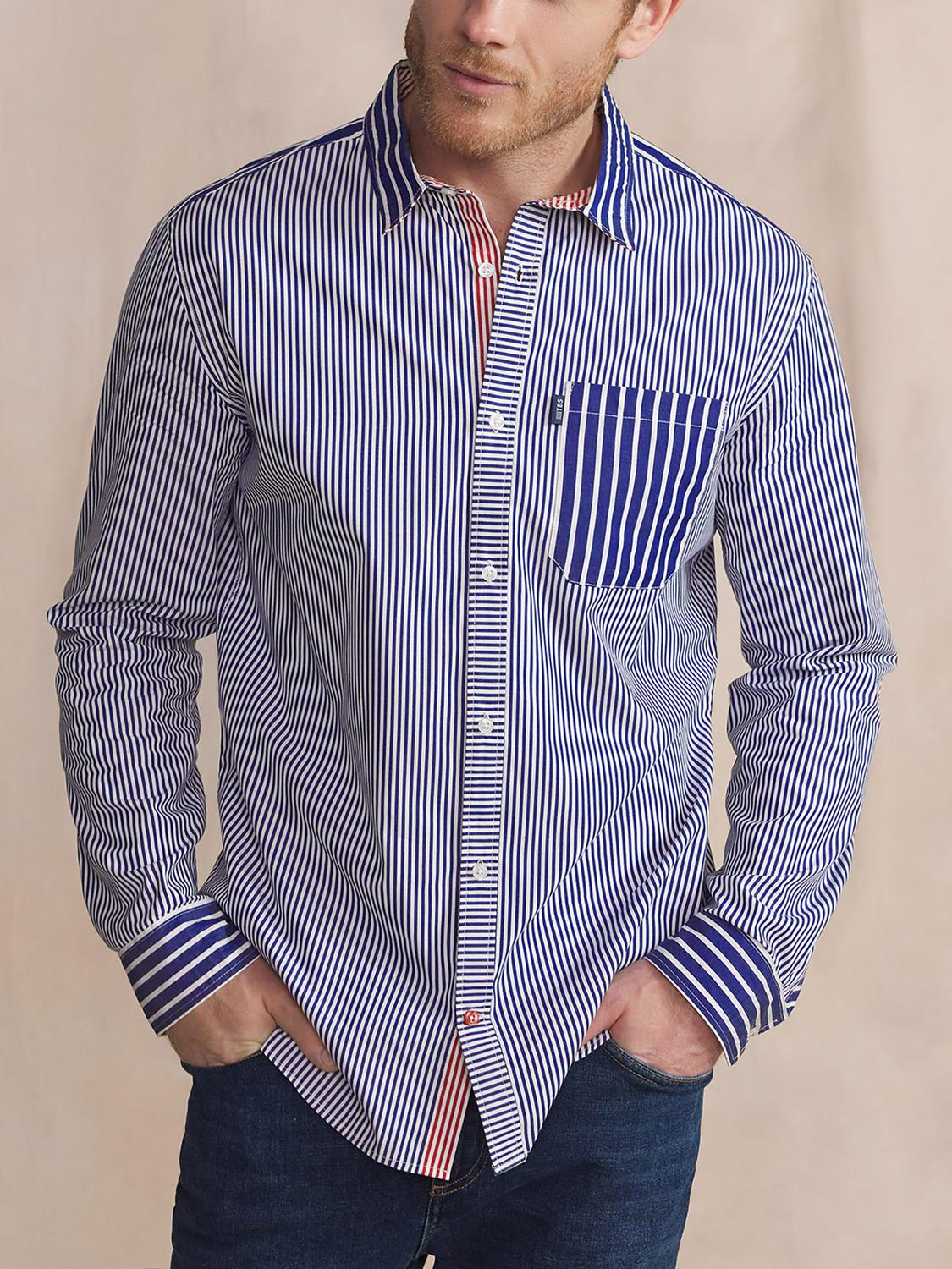 Chemise Homme Coupe Regular Rayures Bleu et Rouge ZAYNECHE