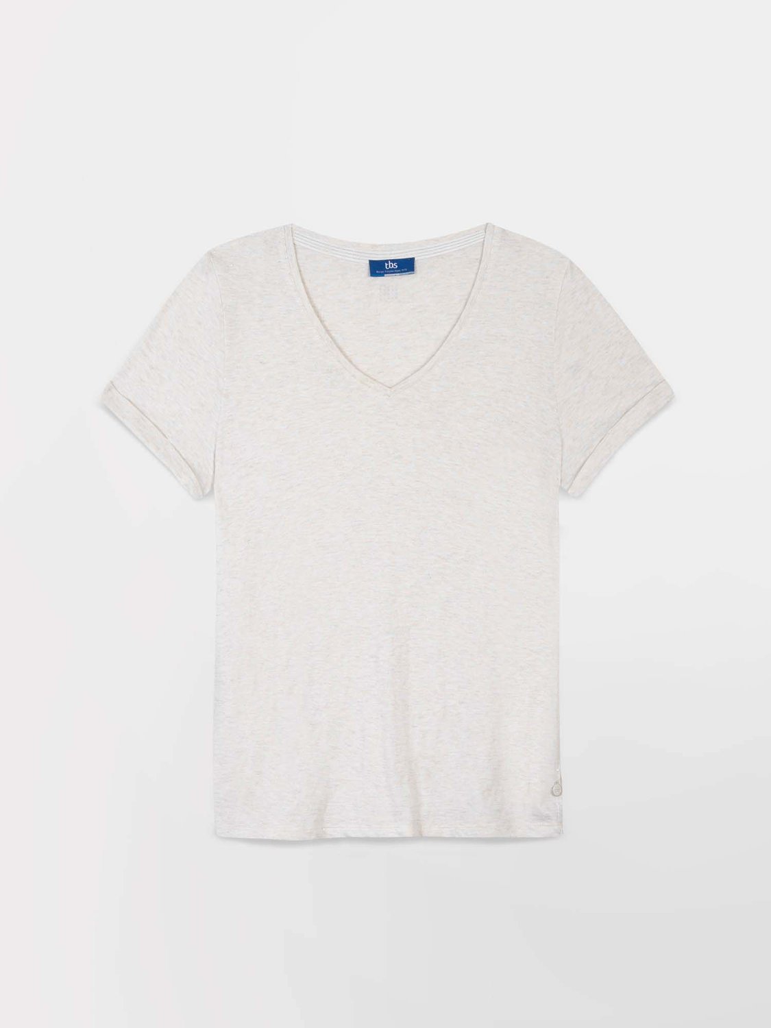 Tee-Shirt Femme Col V Jersey Coton Blanc