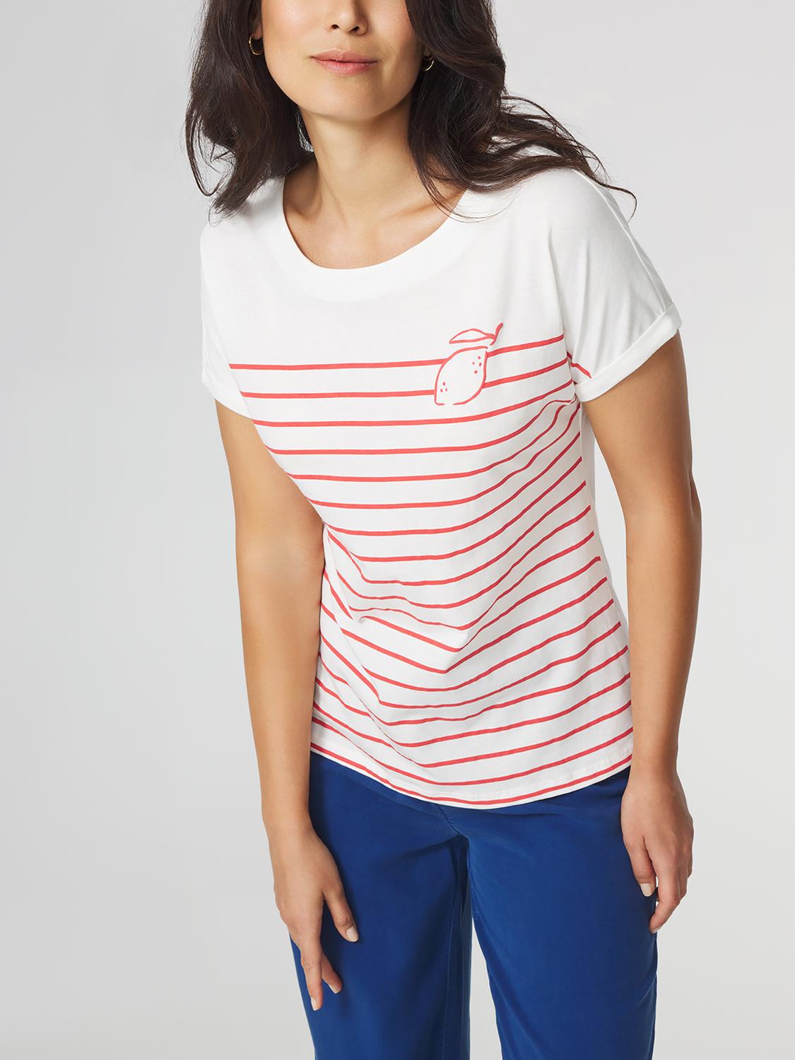 T-shirt Femme Jersey Rayures Blanc et Rouge RENETEE