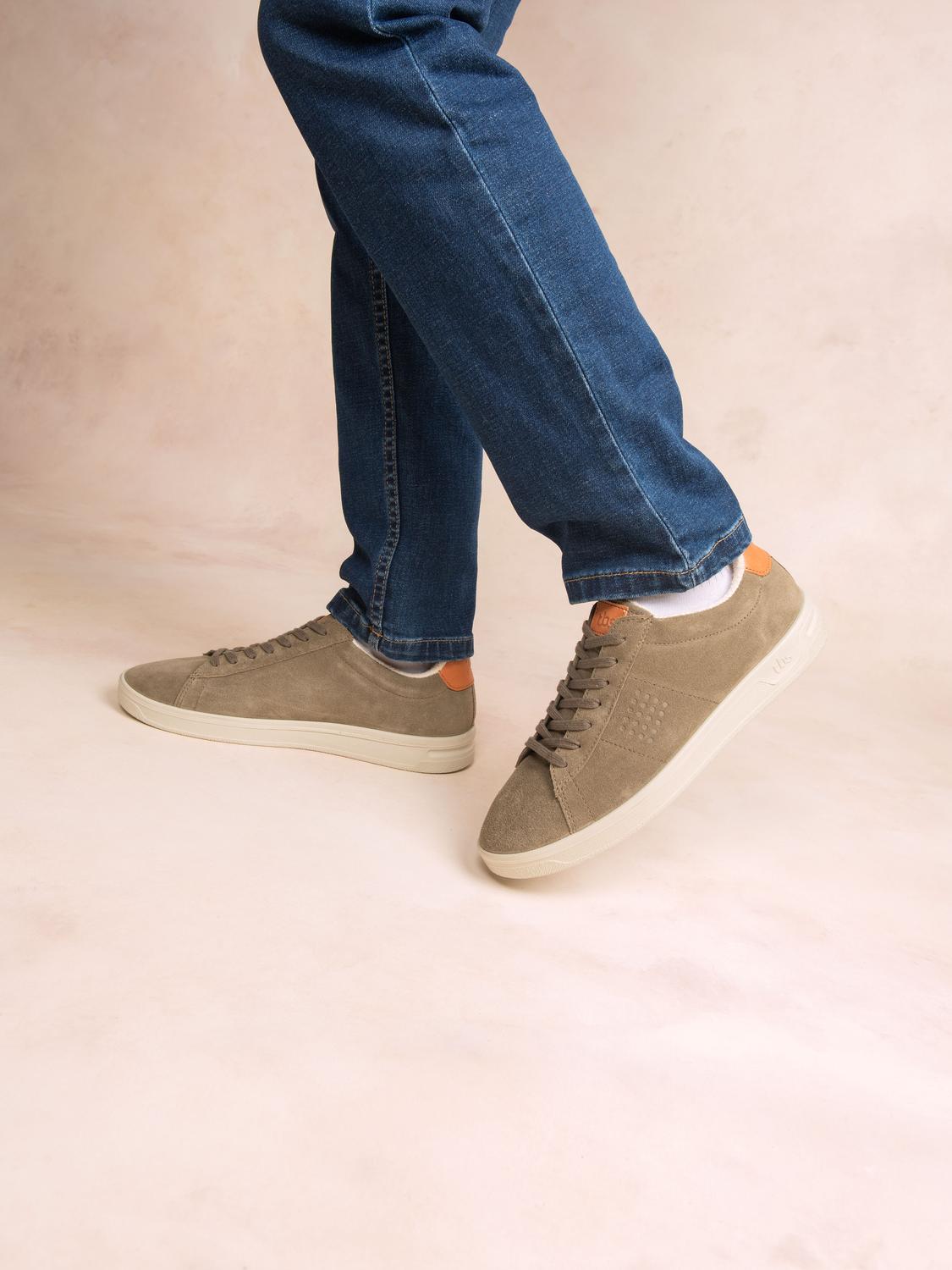 Baskets Homme Fabriquées En France Cuir Velours Kaki